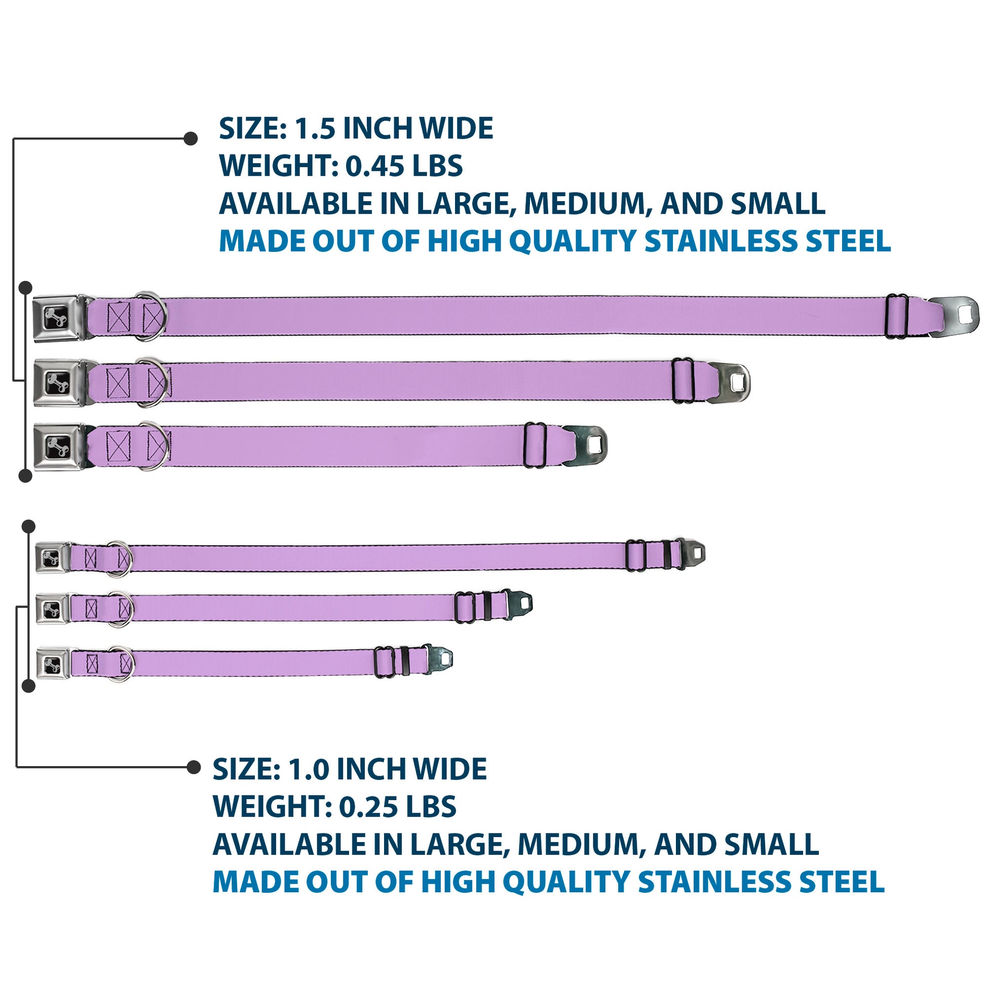 Dog Bone Seatbelt Buckle Collar - Lavender Seatbelt Buckle Collars Buckle-Down