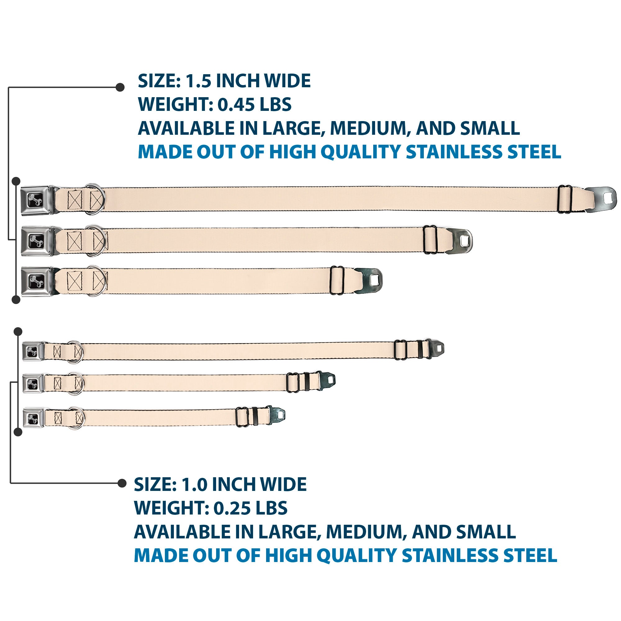 Dog Bone Seatbelt Buckle Collar - Natural Seatbelt Buckle Collars Buckle-Down