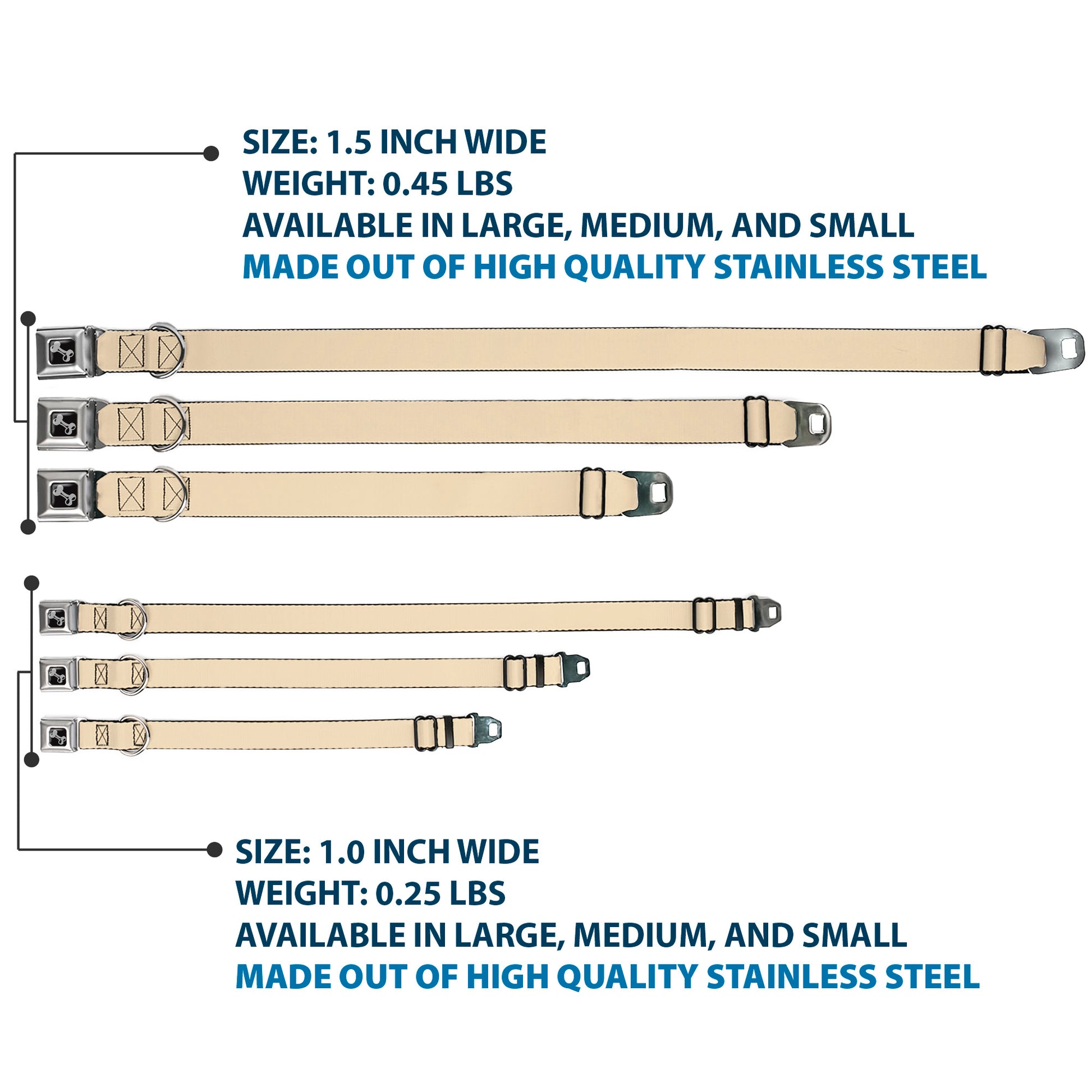 Dog Bone Seatbelt Buckle Collar - Tan Seatbelt Buckle Collars Buckle-Down