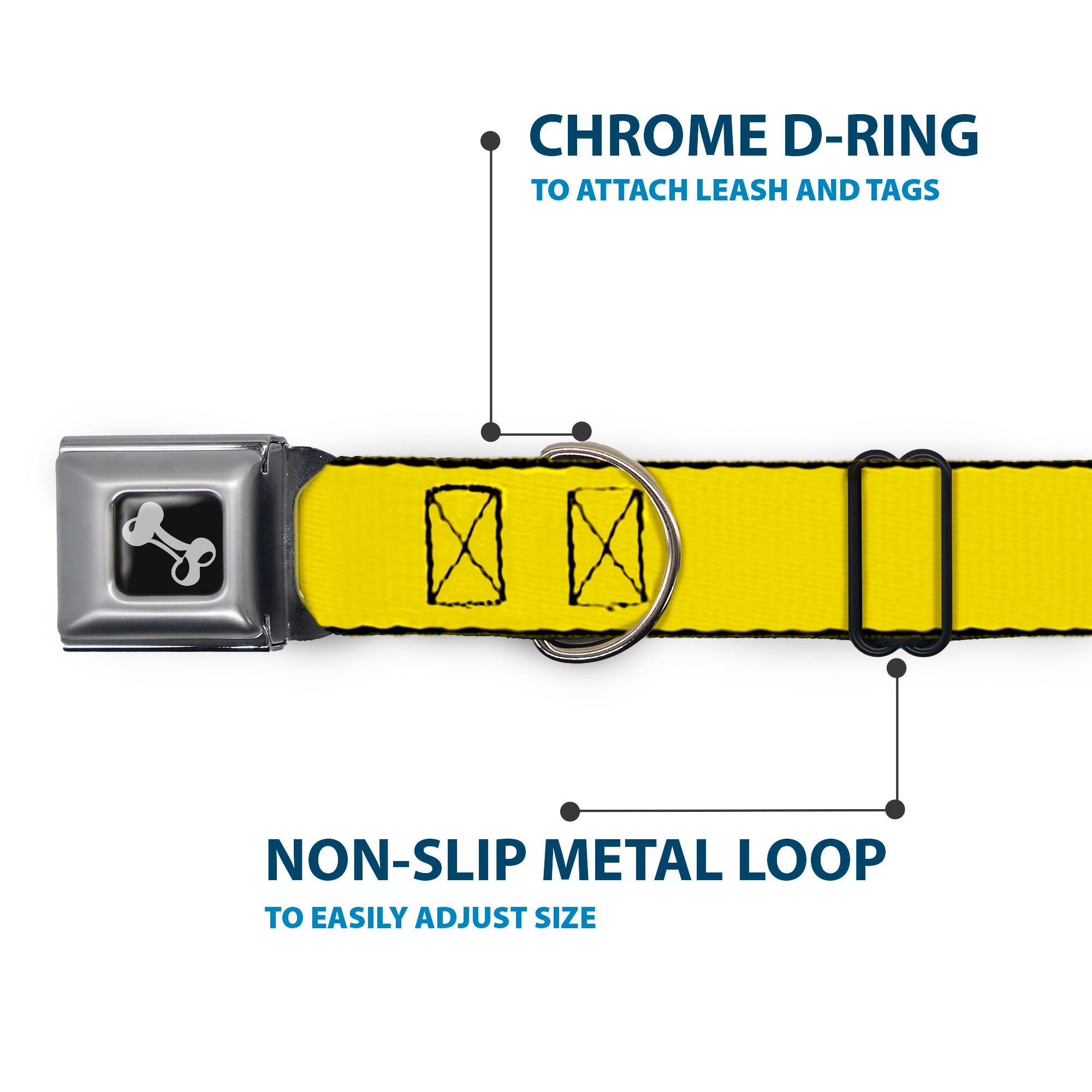 Dog Bone Seatbelt Buckle Collar - Yellow Seatbelt Buckle Collars Buckle-Down