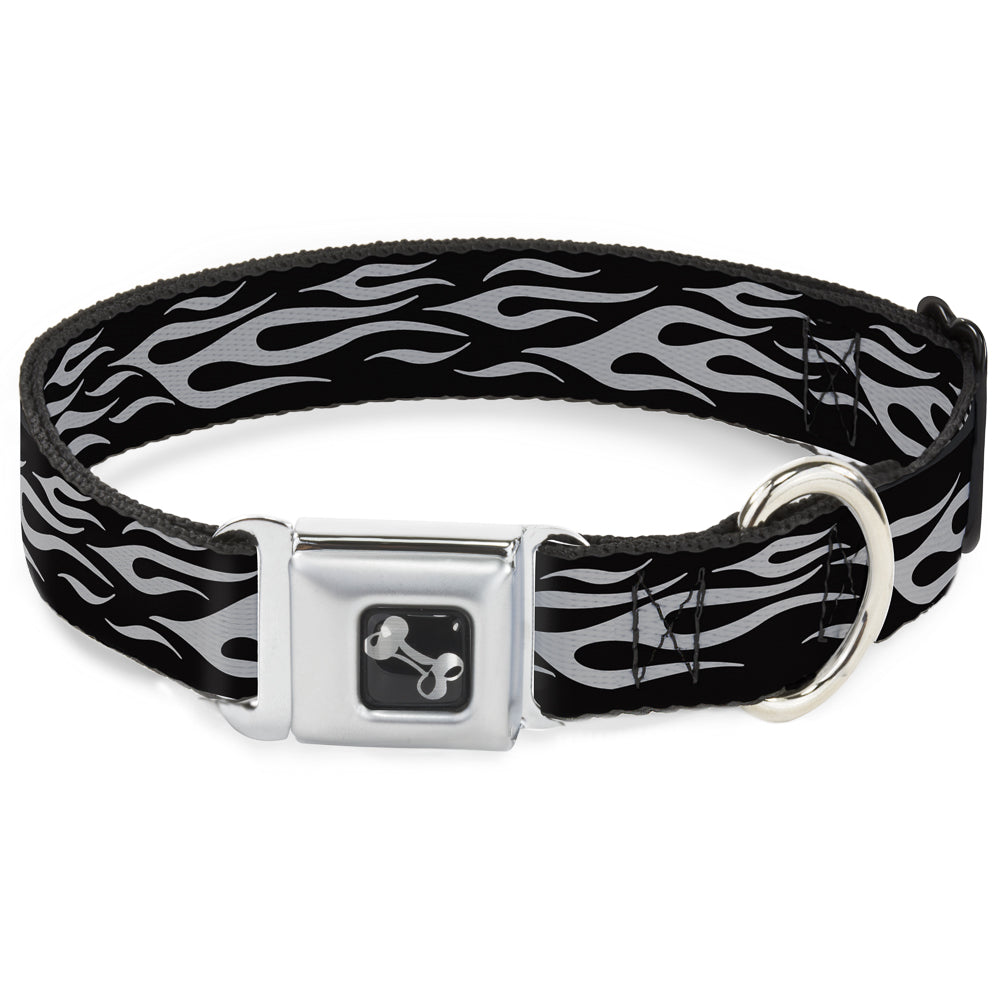 Dog Bone Seatbelt Buckle Collar - Flame Silver Seatbelt Buckle Collars Buckle-Down