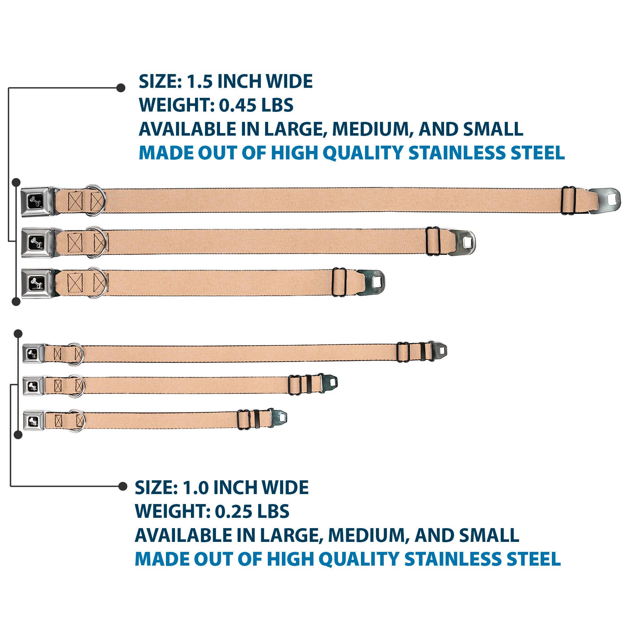 Dog Bone Seatbelt Buckle Collar - Natural Hemp Seatbelt Buckle Collars Buckle-Down