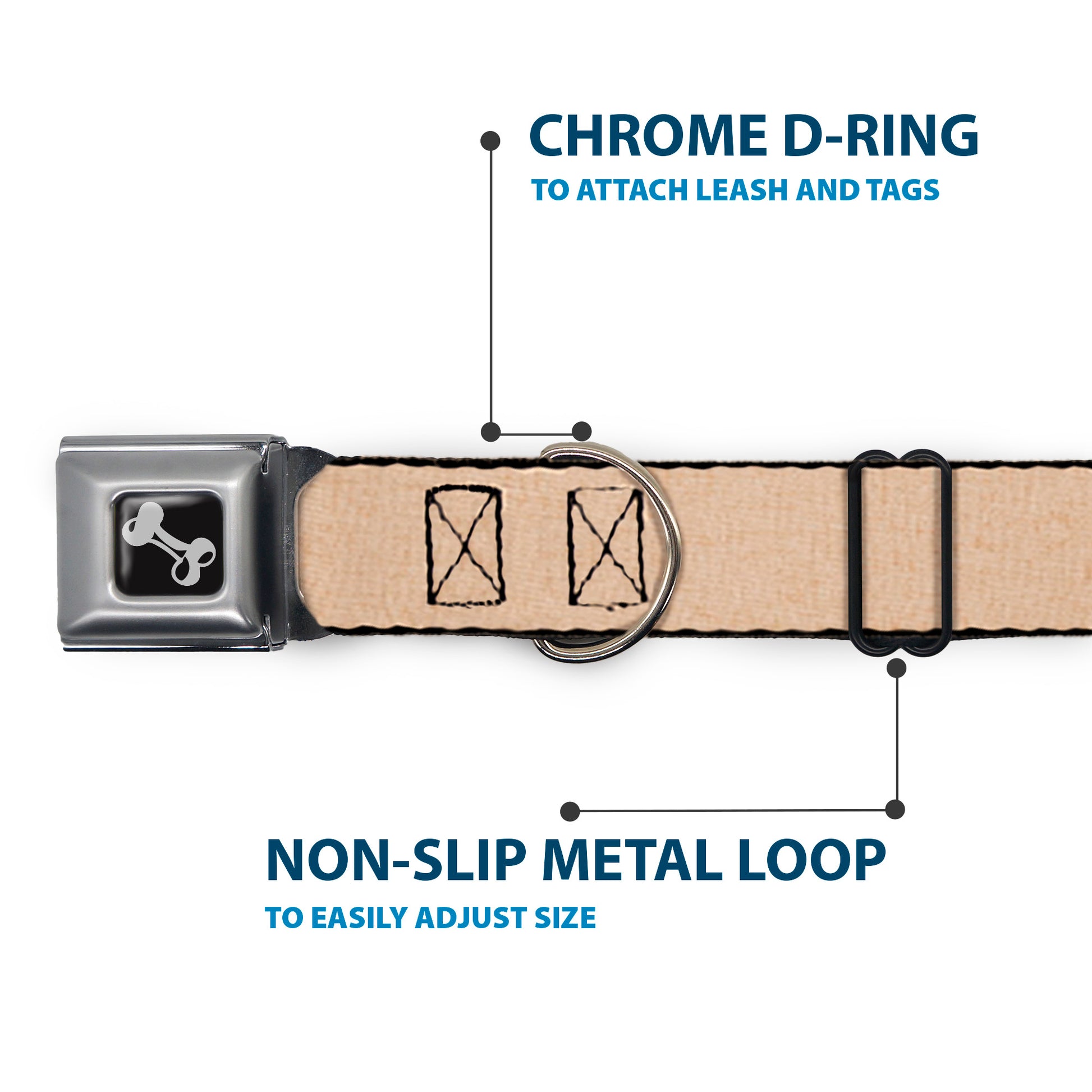 Dog Bone Seatbelt Buckle Collar - Natural Hemp Seatbelt Buckle Collars Buckle-Down