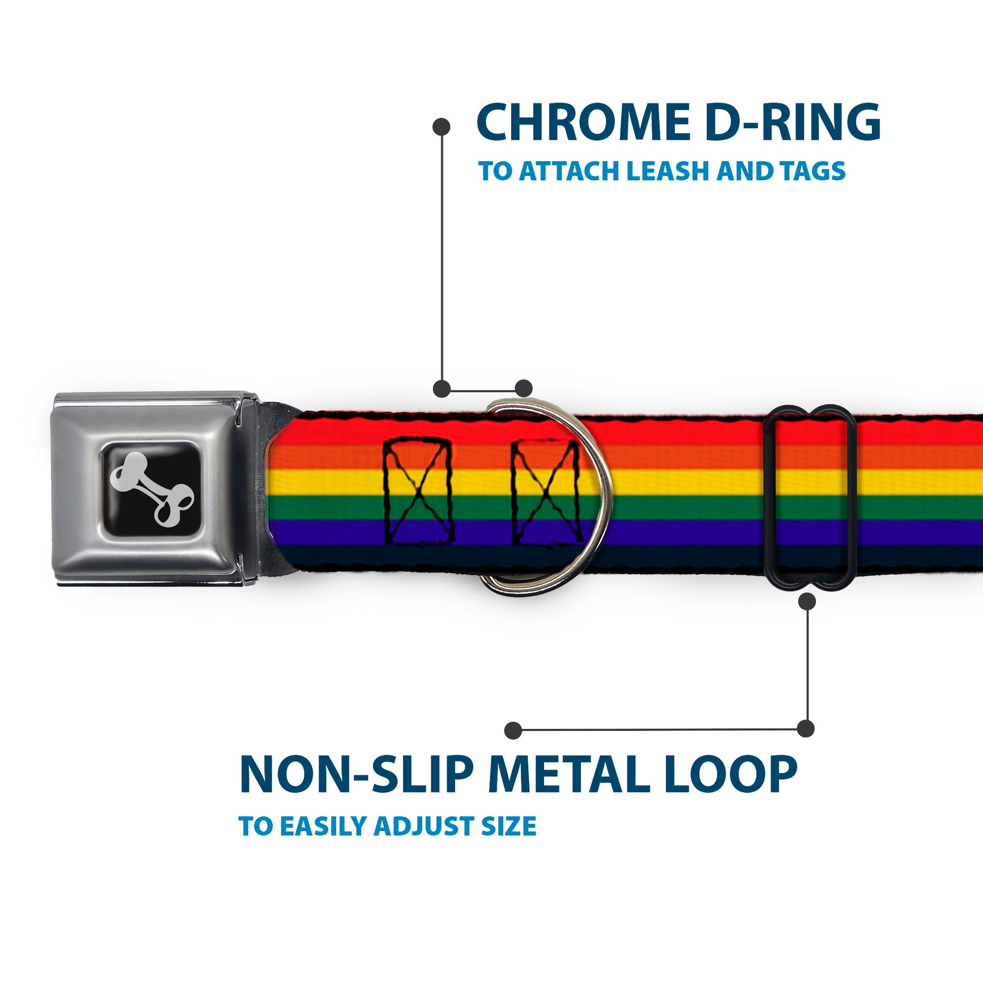 Dog Bone Seatbelt Buckle Collar - Rainbow Seatbelt Buckle Collars Buckle-Down