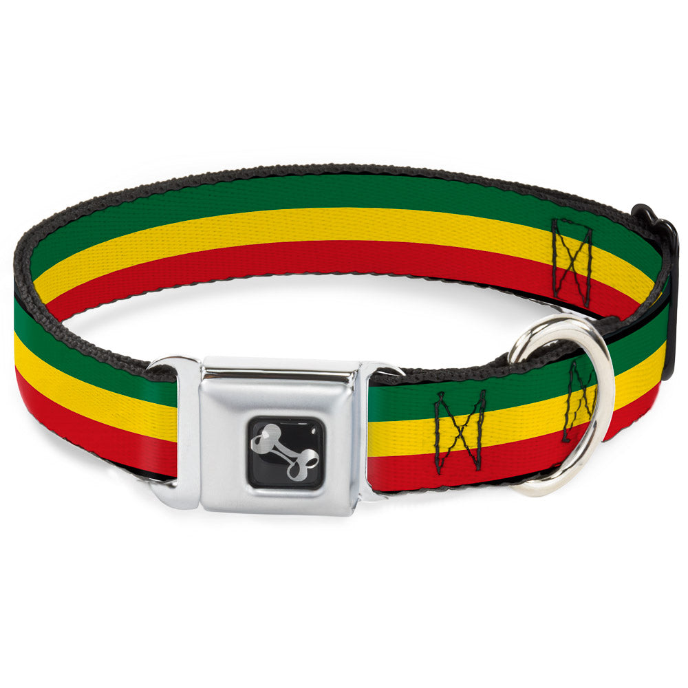 Dog Bone Seatbelt Buckle Collar - Rasta Seatbelt Buckle Collars Buckle-Down