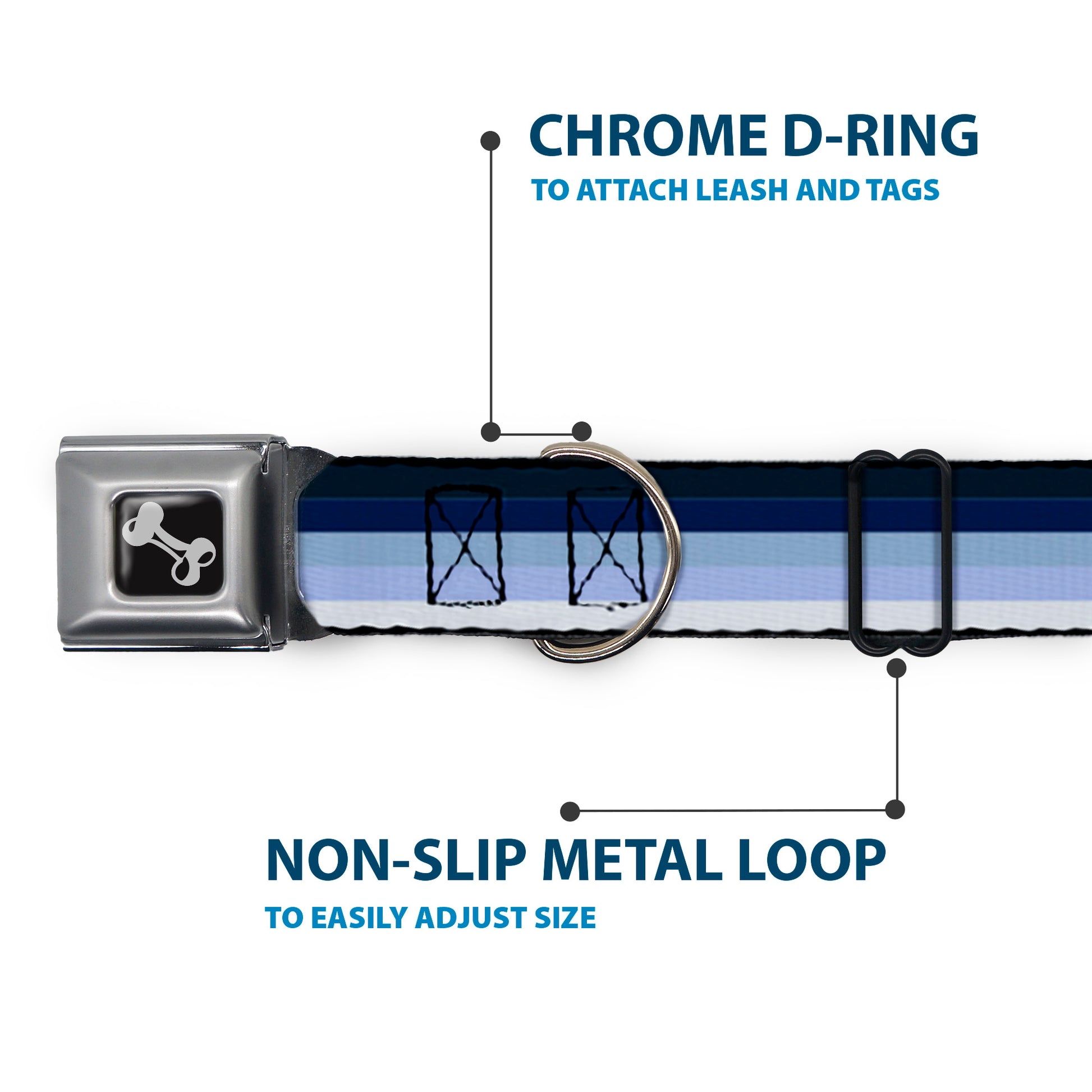 Dog Bone Seatbelt Buckle Collar - Spectrum Blue Seatbelt Buckle Collars Buckle-Down