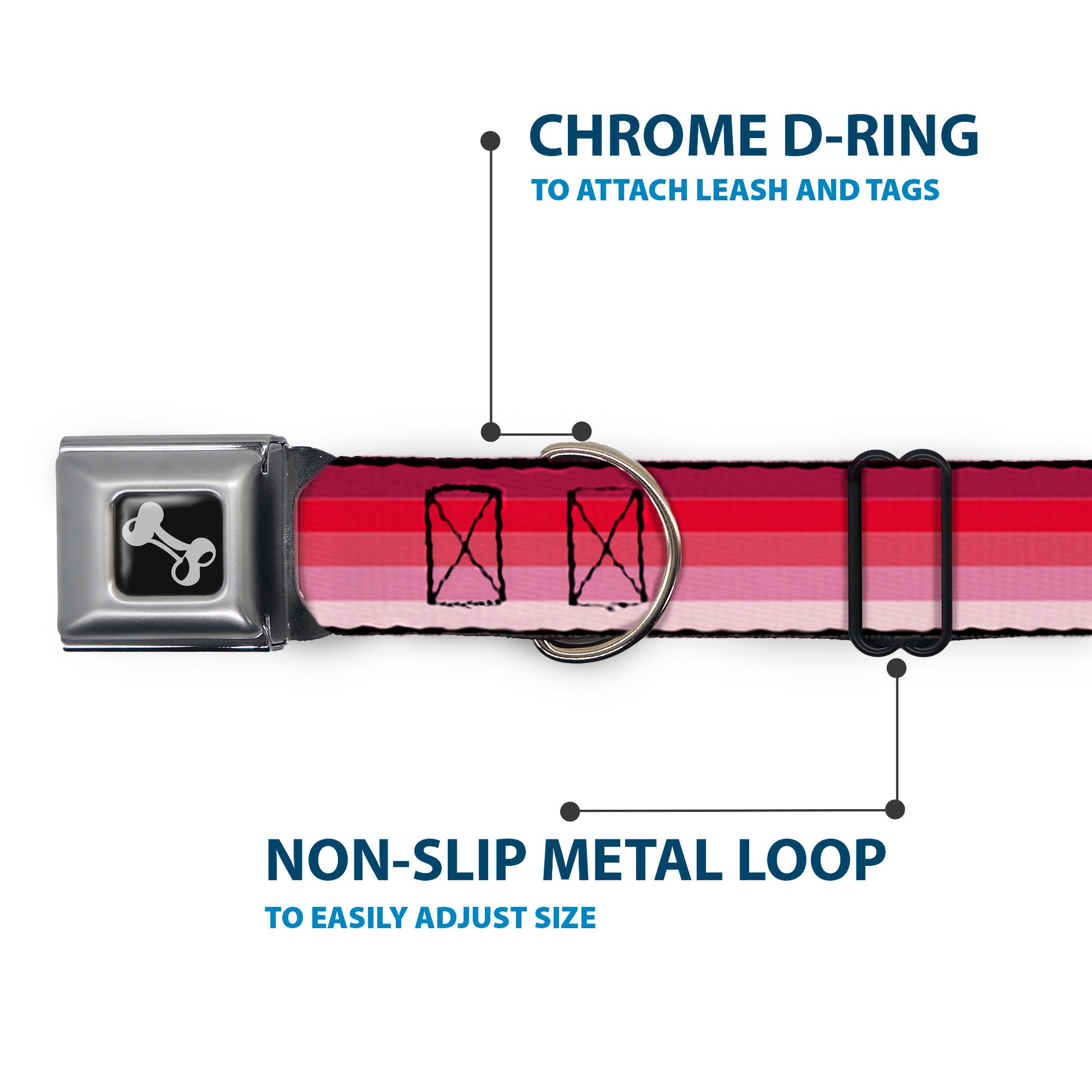 Dog Bone Seatbelt Buckle Collar - Spectrum Pink Seatbelt Buckle Collars Buckle-Down