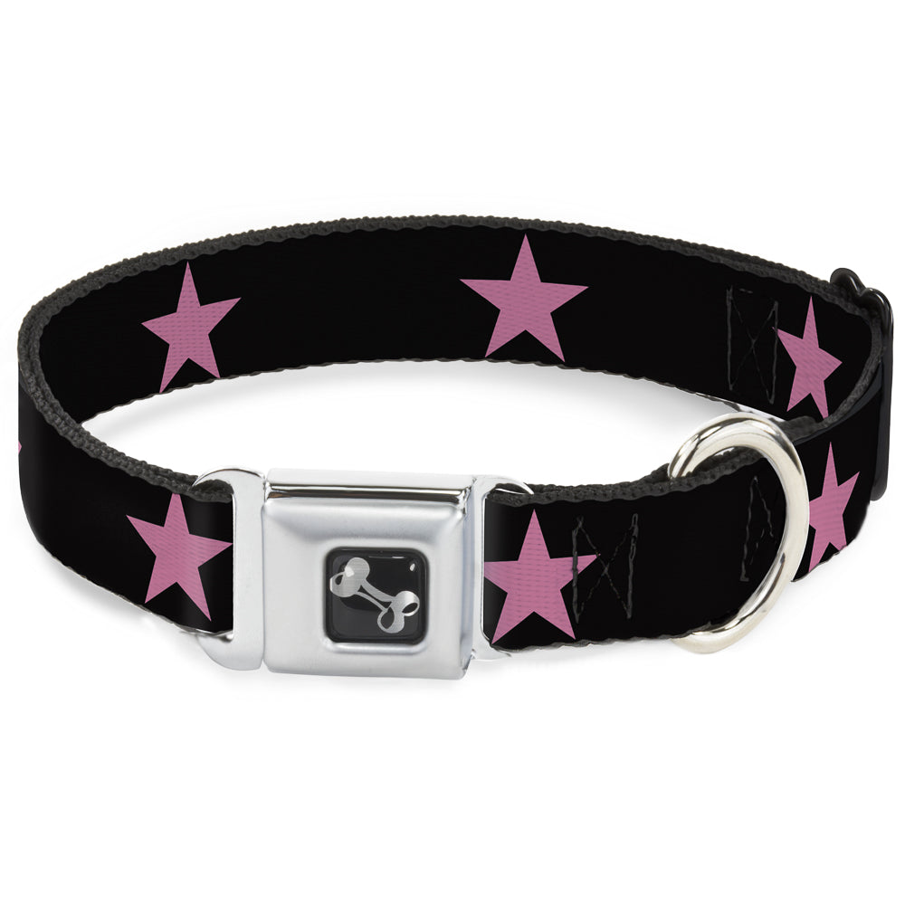 Dog Bone Seatbelt Buckle Collar - Star Black/Pink Seatbelt Buckle Collars Buckle-Down