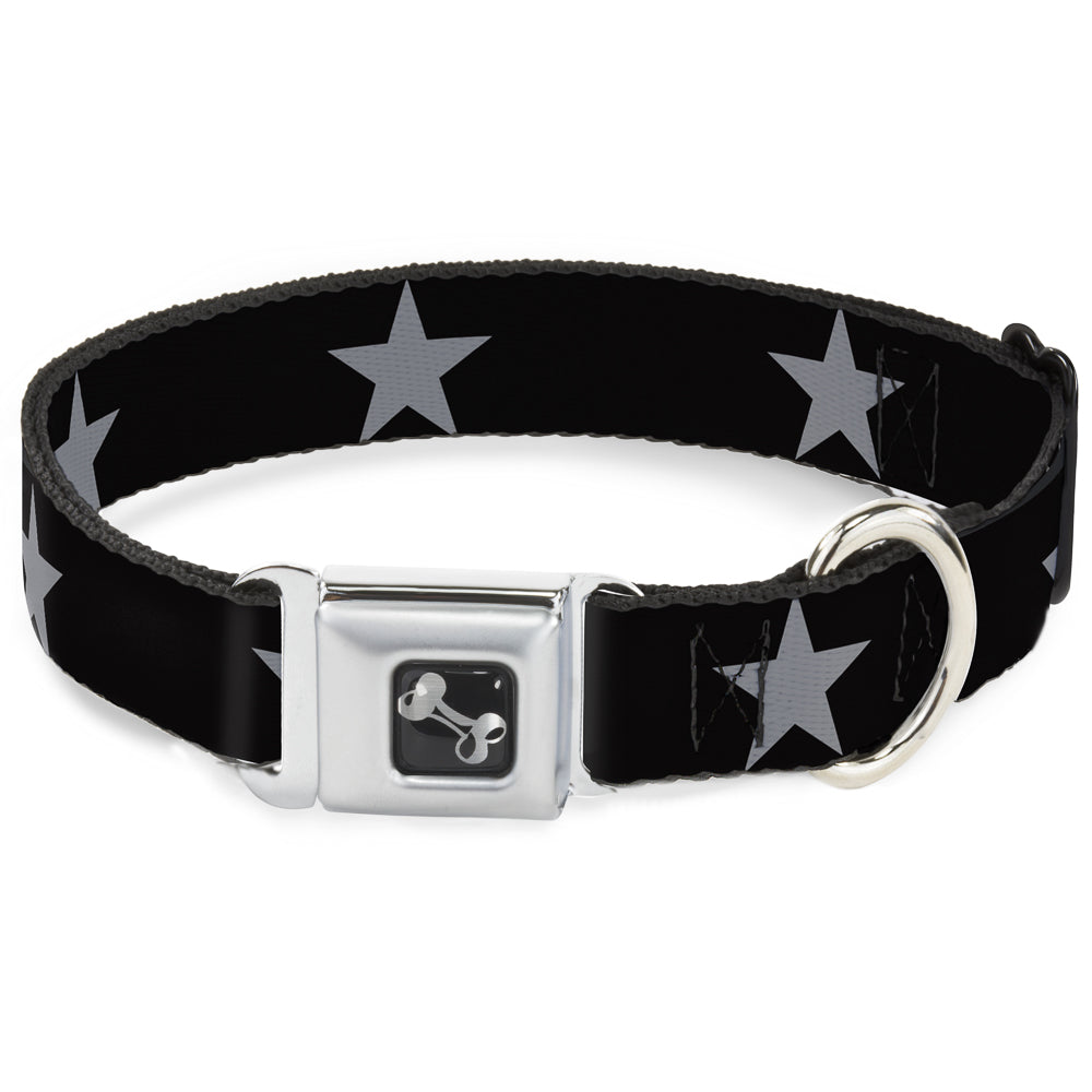 Dog Bone Seatbelt Buckle Collar - Star Black/Silver Seatbelt Buckle Collars Buckle-Down
