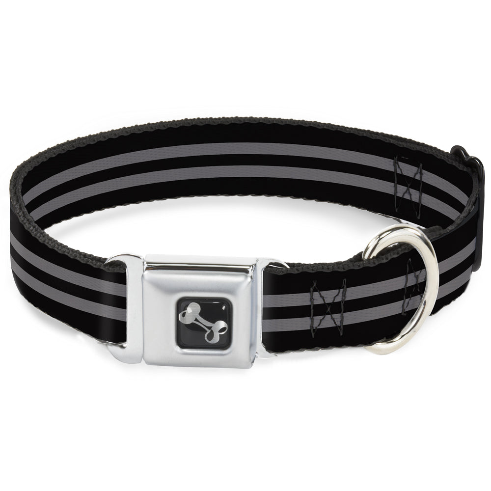 Dog Bone Seatbelt Buckle Collar - Stripe Black/Gray Seatbelt Buckle Collars Buckle-Down