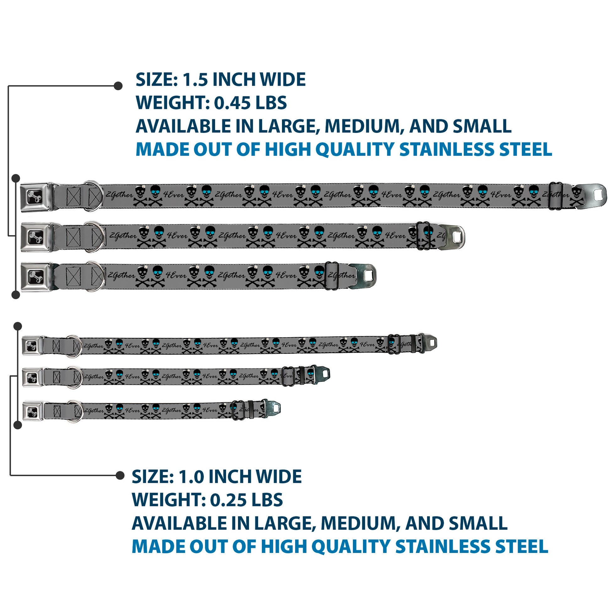 Dog Bone Seatbelt Buckle Collar - 2gether 4ever Skulls Seatbelt Buckle Collars Buckle-Down