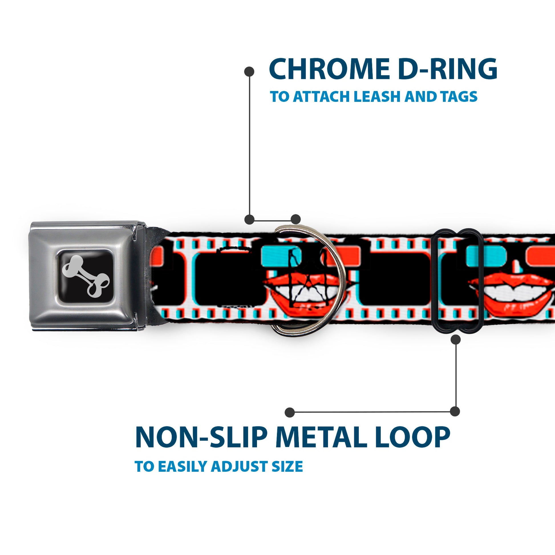Dog Bone Seatbelt Buckle Collar - 3-D Filmstrip Seatbelt Buckle Collars Buckle-Down
