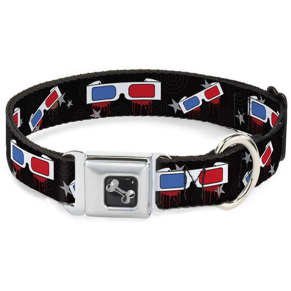 Dog Bone Seatbelt Buckle Collar - 3-D Glasses Dripping w/Stars Seatbelt Buckle Collars Buckle-Down