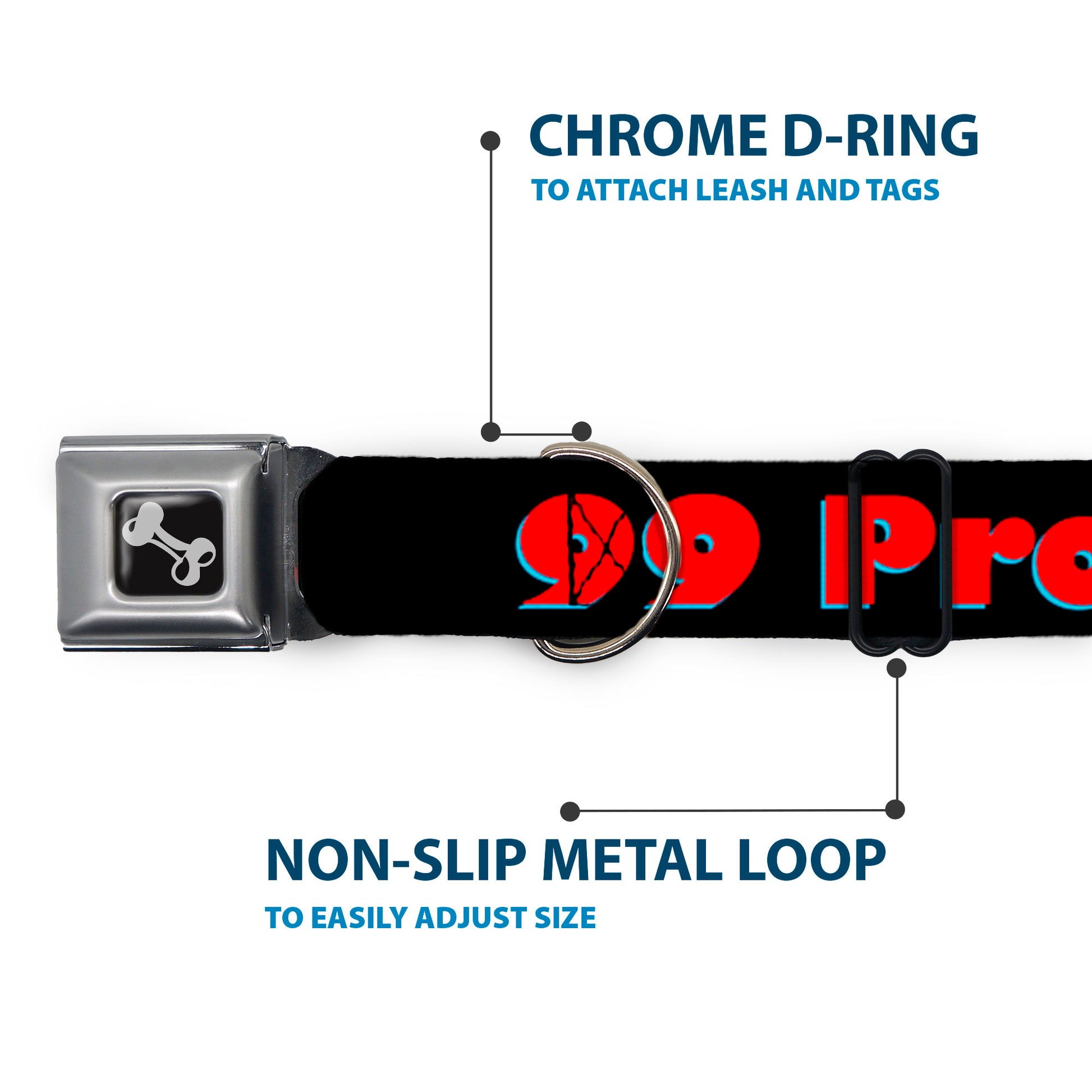 Buckle-Down Seatbelt Buckle Dog Collar - 99 PROBLEMS Black/Red Seatbelt Buckle Collars Buckle-Down