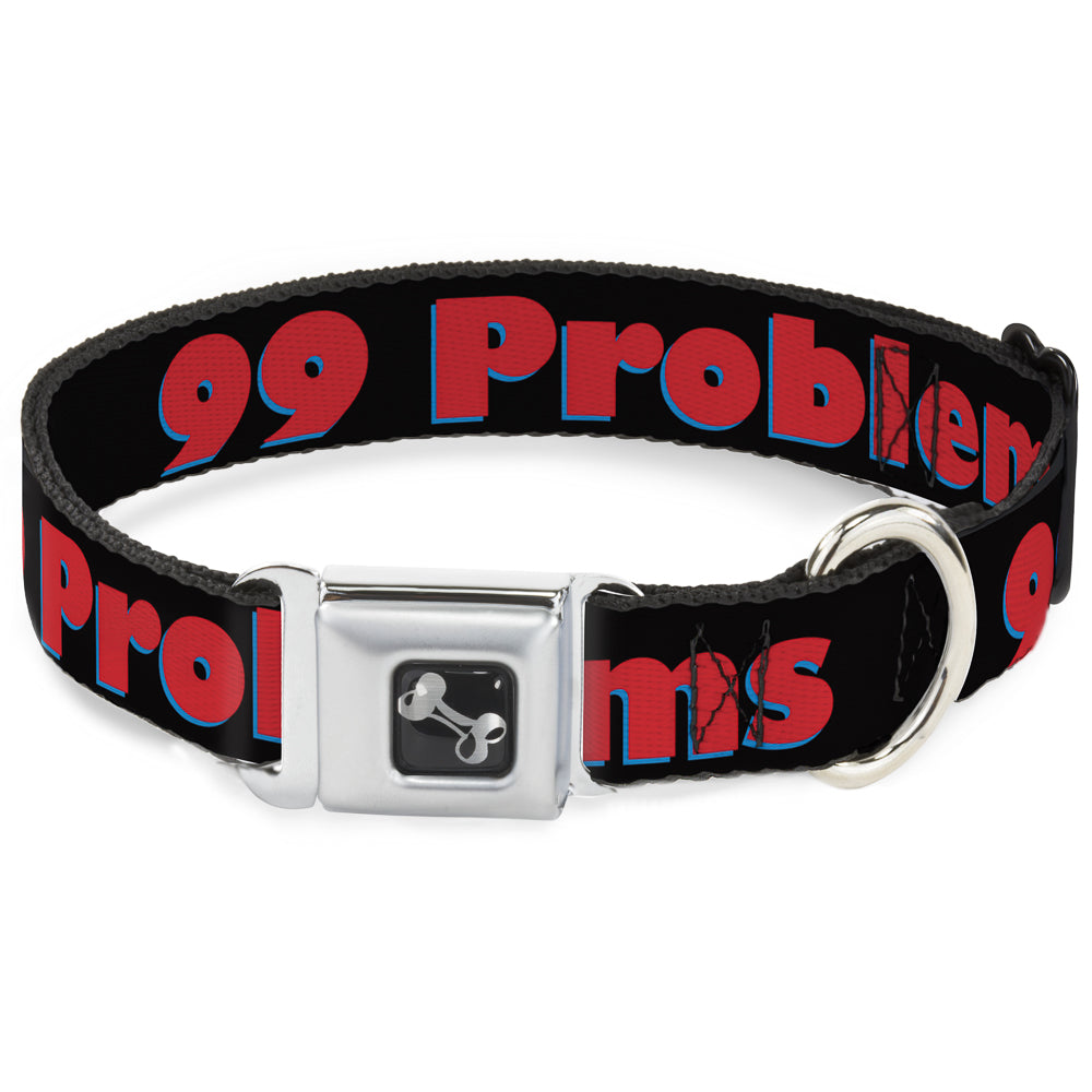 Buckle-Down Seatbelt Buckle Dog Collar - 99 PROBLEMS Black/Red Seatbelt Buckle Collars Buckle-Down