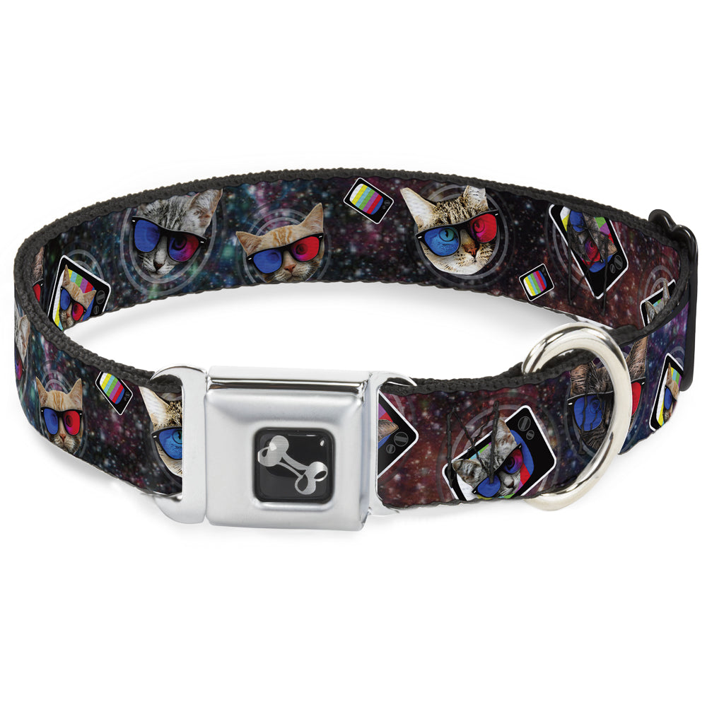 Dog Bone Seatbelt Buckle Collar - 3-D TV Cats in Space Seatbelt Buckle Collars Buckle-Down