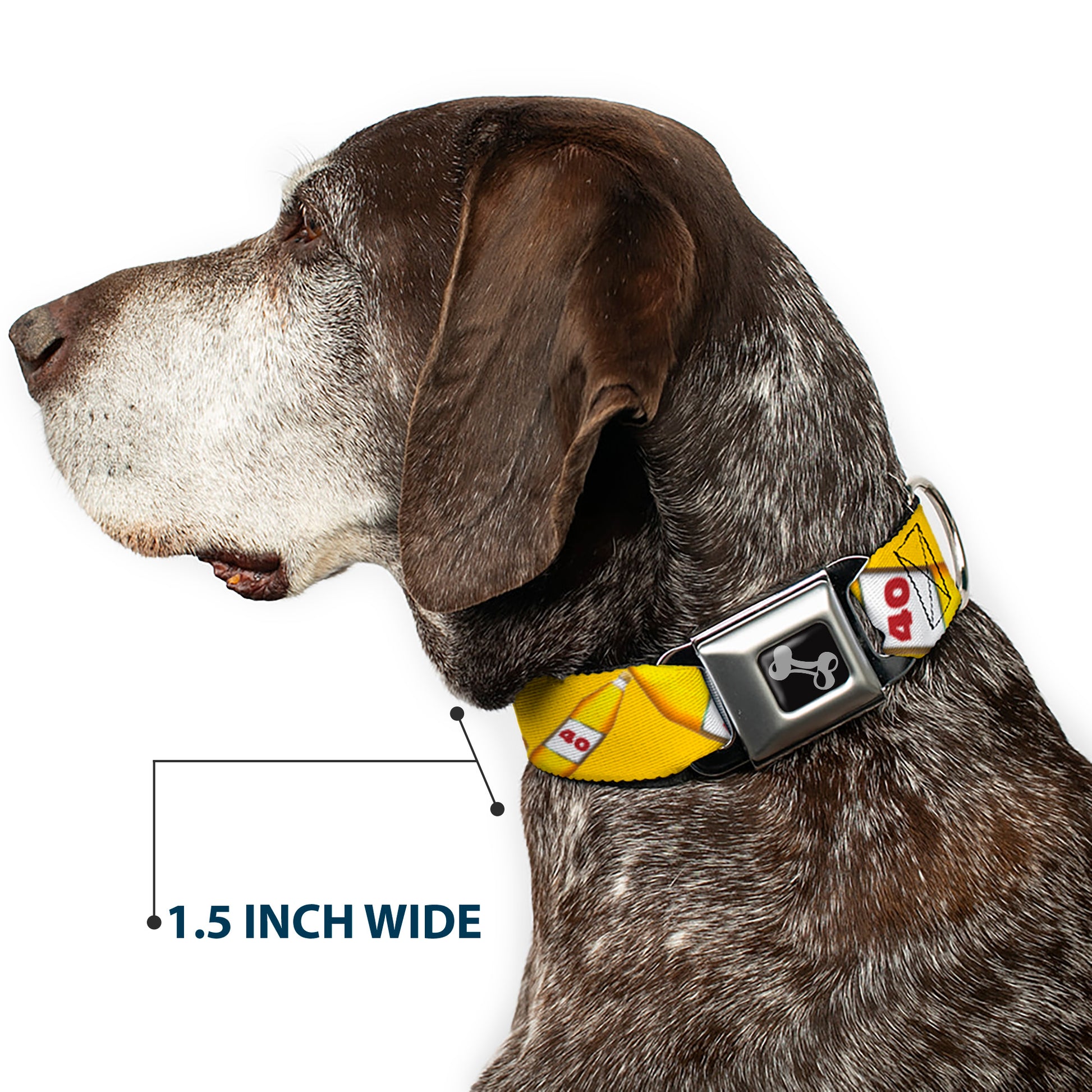 Buckle-Down Seatbelt Buckle Dog Collar - 40 Oz. Beer Bottles Yellow Seatbelt Buckle Collars Buckle-Down