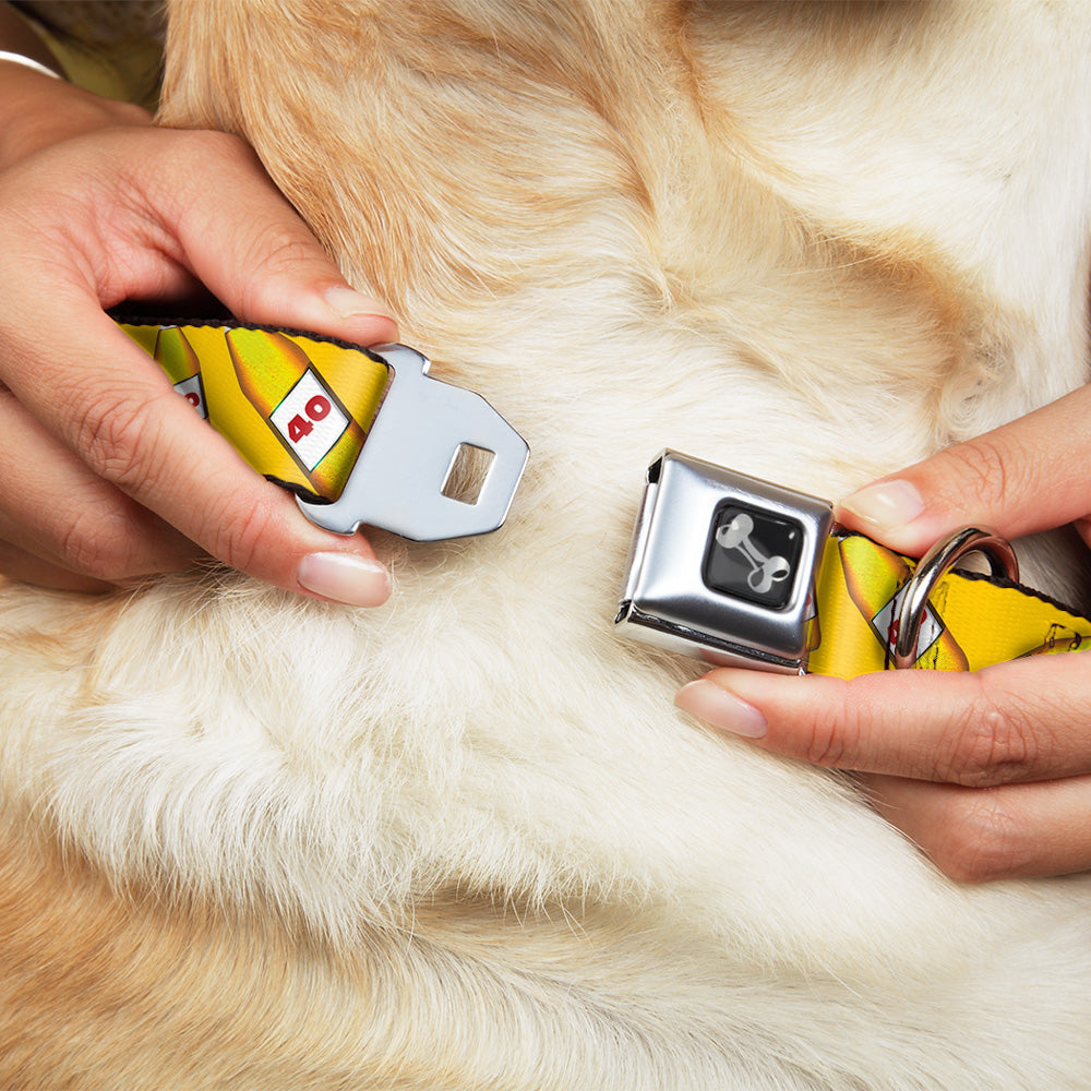 Buckle-Down Seatbelt Buckle Dog Collar - 40 Oz. Beer Bottles Yellow Seatbelt Buckle Collars Buckle-Down