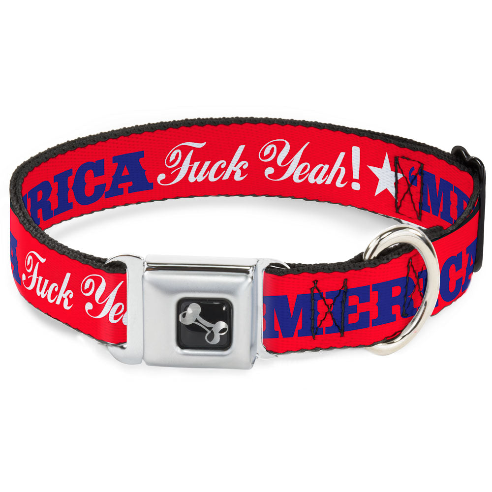 Dog Bone Seatbelt Buckle Collar - 'MERICA FUCK YEAH!/Star Red/Blue/White Seatbelt Buckle Collars Buckle-Down