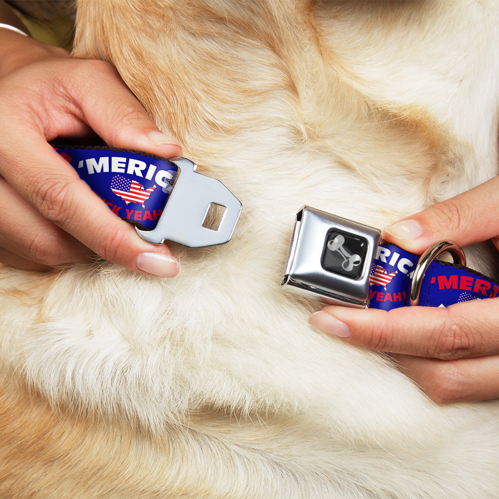Dog Bone Seatbelt Buckle Collar - 'MERICA FUCK YEAH!/USA Silhouette Blue/White/Red/US Flag Seatbelt Buckle Collars Buckle-Down