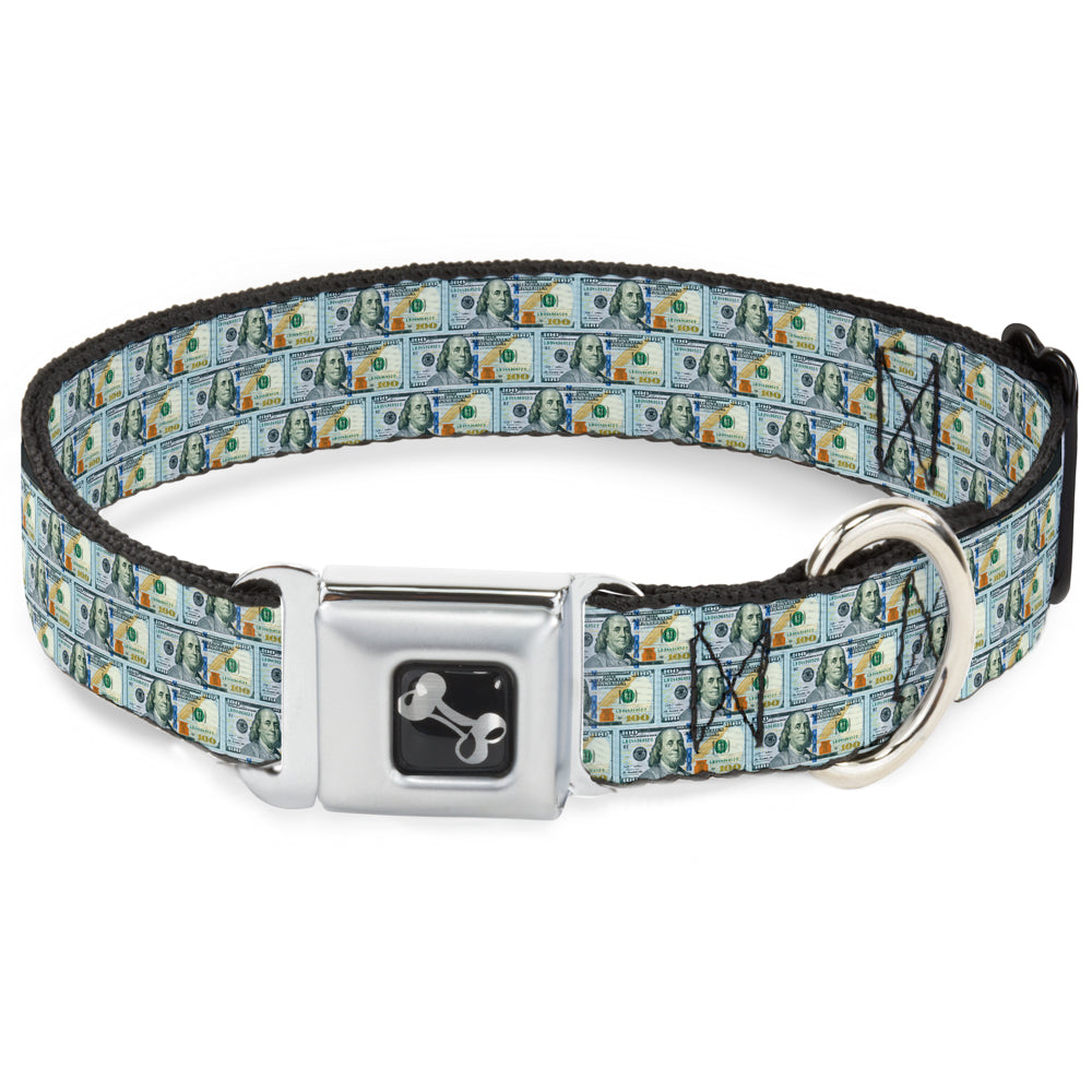 Dog Bone Seatbelt Buckle Collar - 100 Dollar Bill Series 2009 Repeat Seatbelt Buckle Collars Buckle-Down