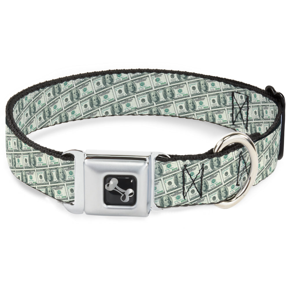 Dog Bone Seatbelt Buckle Collar - 100 Dollar Bill Old Series 2006 Repeat Seatbelt Buckle Collars Buckle-Down