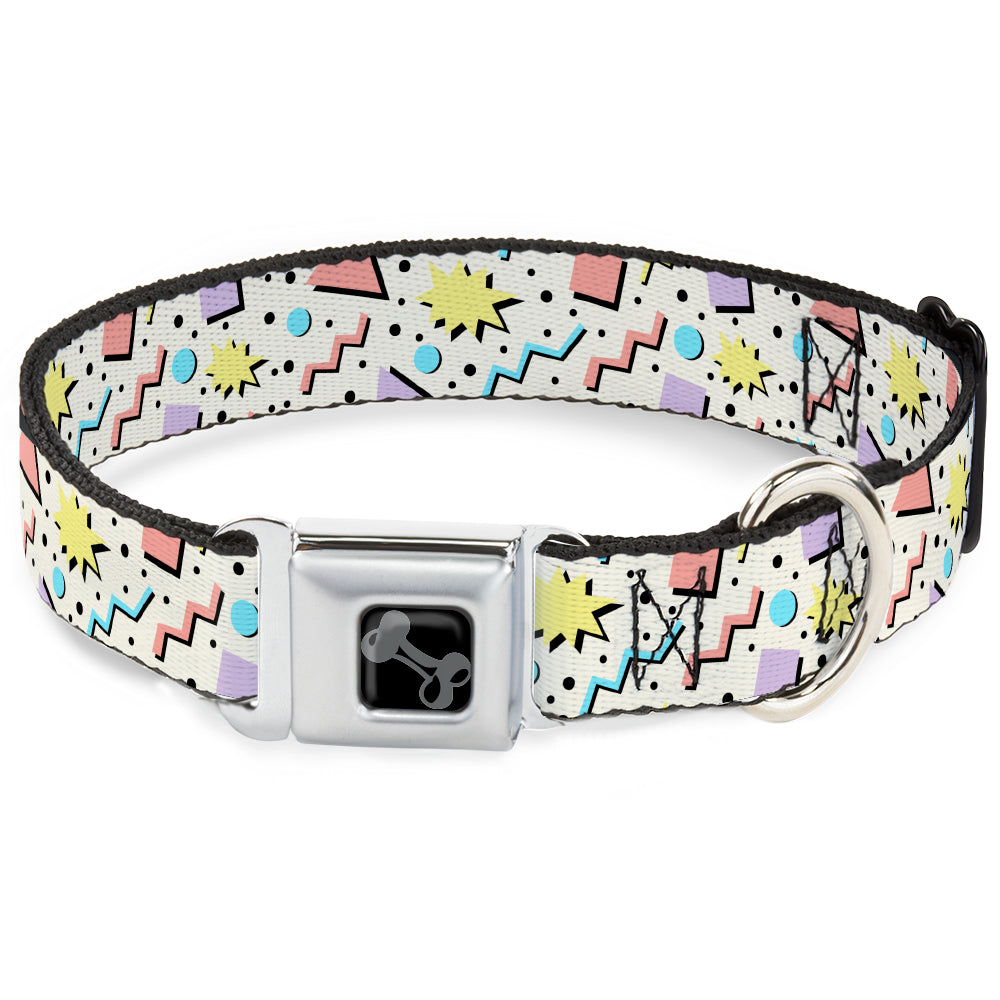 Dog Bone Black/Silver Seatbelt Buckle Collar - 90s Nineties Grid Pattern Gray/Multi Pastel Seatbelt Buckle Collars Buckle-Down