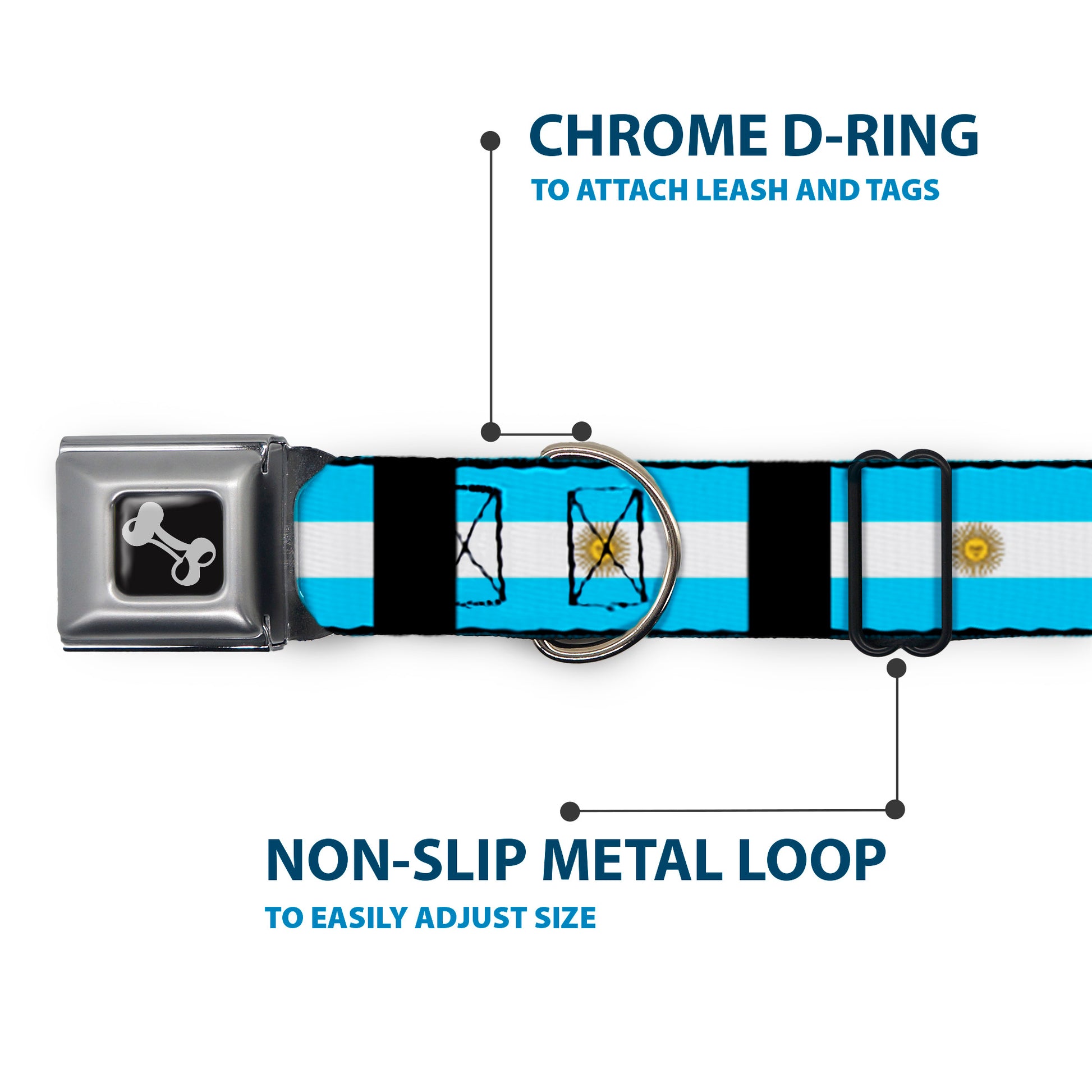 Dog Bone Seatbelt Buckle Collar - Argentina Flags Seatbelt Buckle Collars Buckle-Down