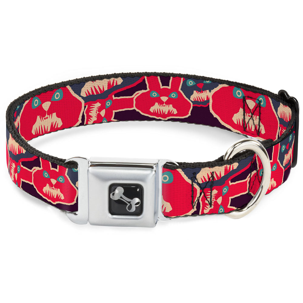 Dog Bone Seatbelt Buckle Collar - Angry Bunnies CLOSE-UP Purple/Red/Blue Seatbelt Buckle Collars Buckle-Down