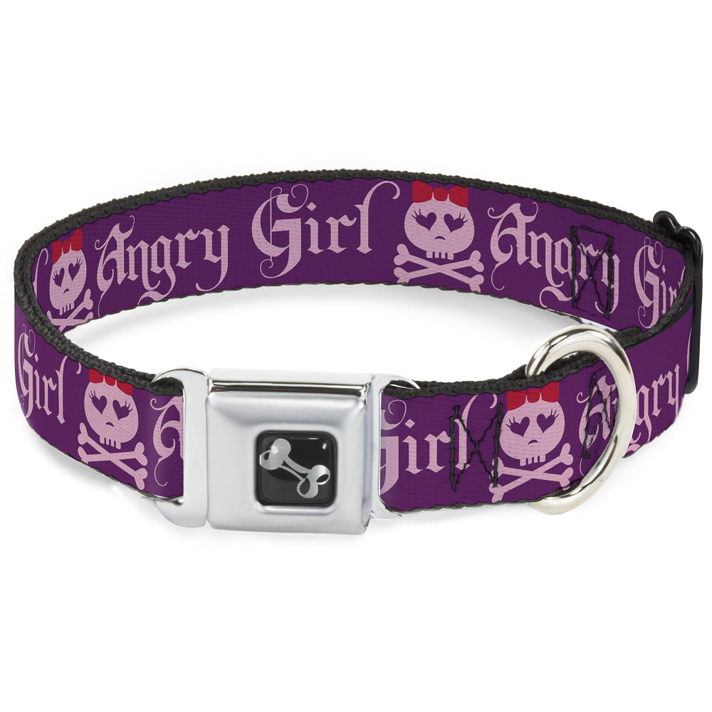 Dog Bone Seatbelt Buckle Collar - Angry Girl Purple/Pink Seatbelt Buckle Collars Buckle-Down