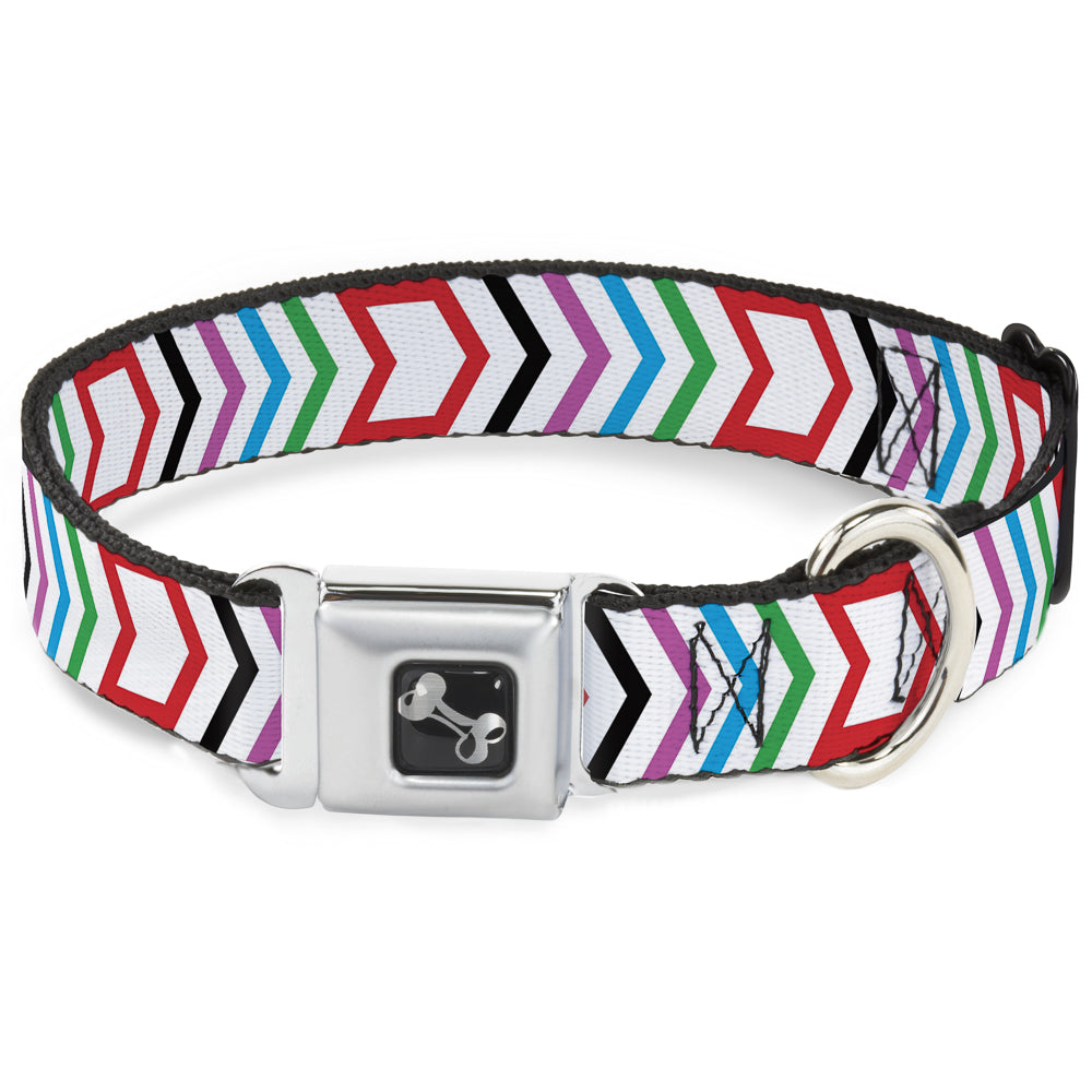 Dog Bone Seatbelt Buckle Collar - Arrows White/Multi Color Seatbelt Buckle Collars Buckle-Down