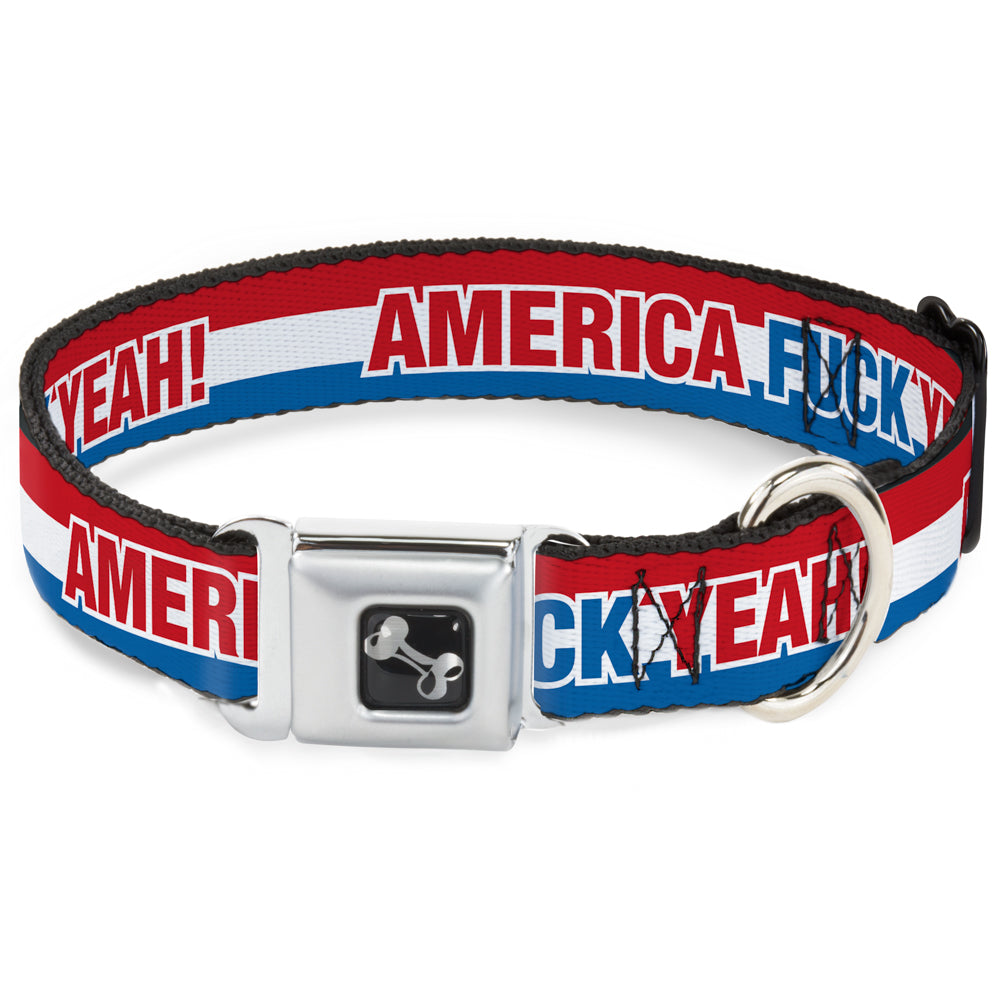 Dog Bone Seatbelt Buckle Collar - AMERICA, FUCK YEA Red/White/Blue Seatbelt Buckle Collars Buckle-Down