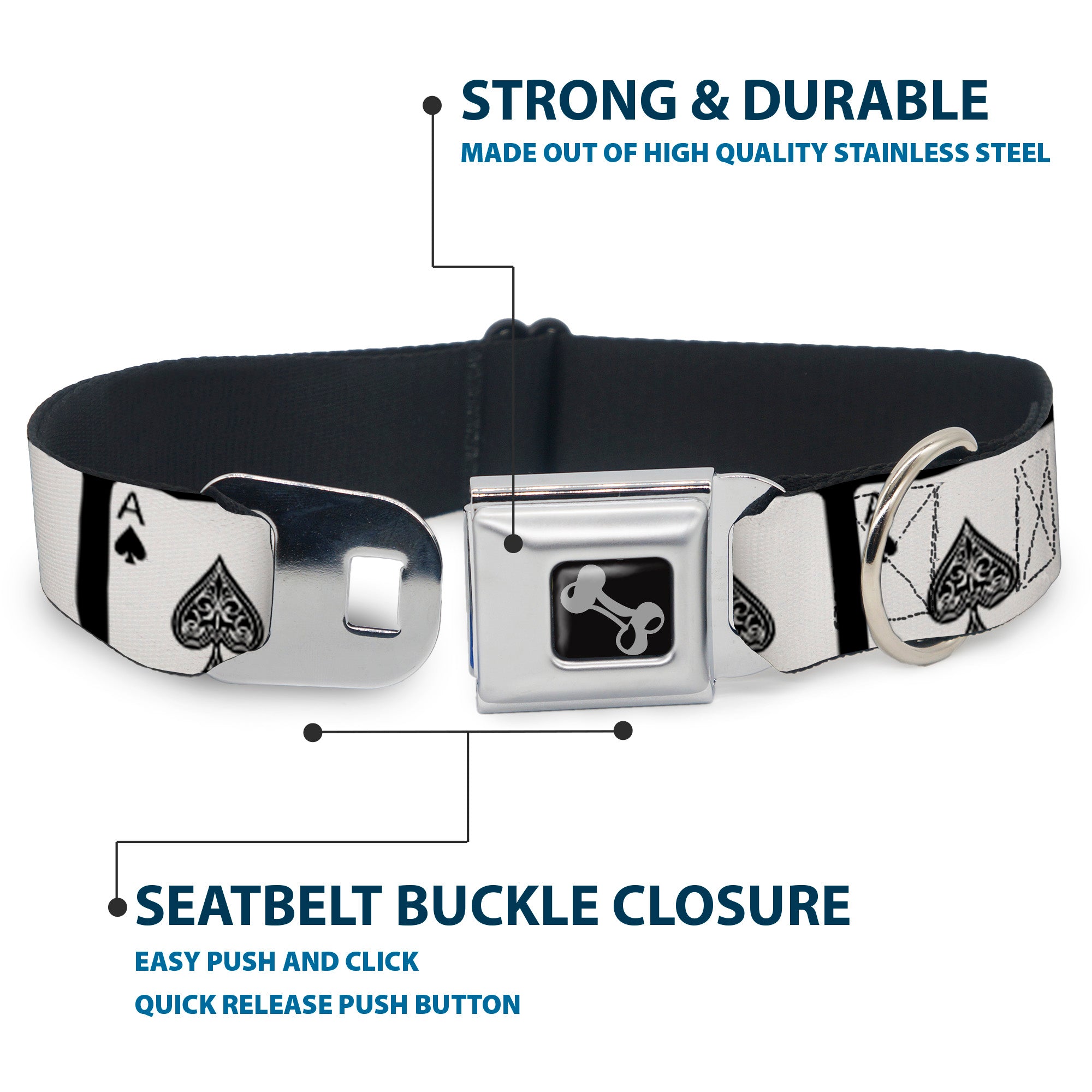 Dog Bone Seatbelt Buckle Collar - Ace of Spades Seatbelt Buckle Collars Buckle-Down