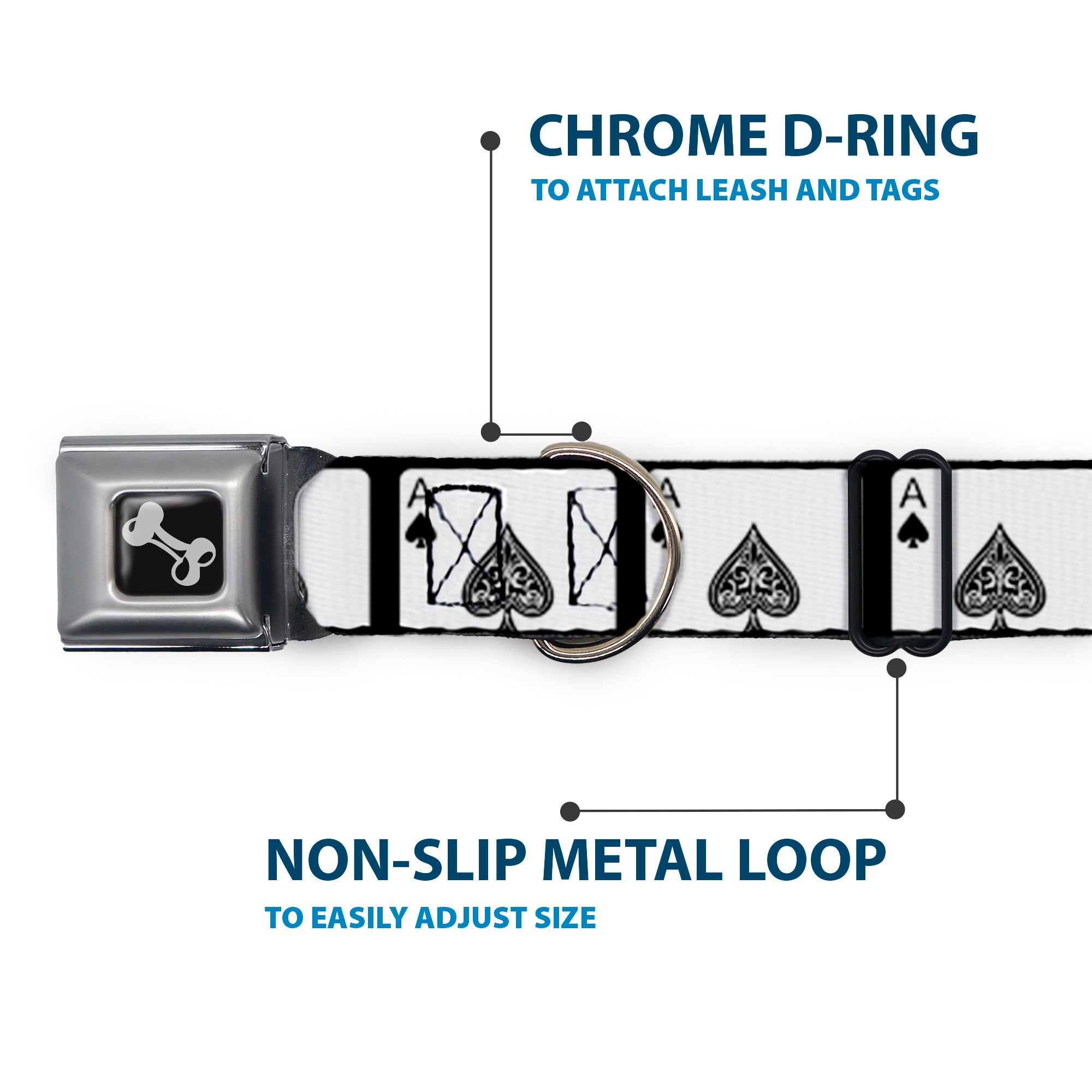 Dog Bone Seatbelt Buckle Collar - Ace of Spades Seatbelt Buckle Collars Buckle-Down