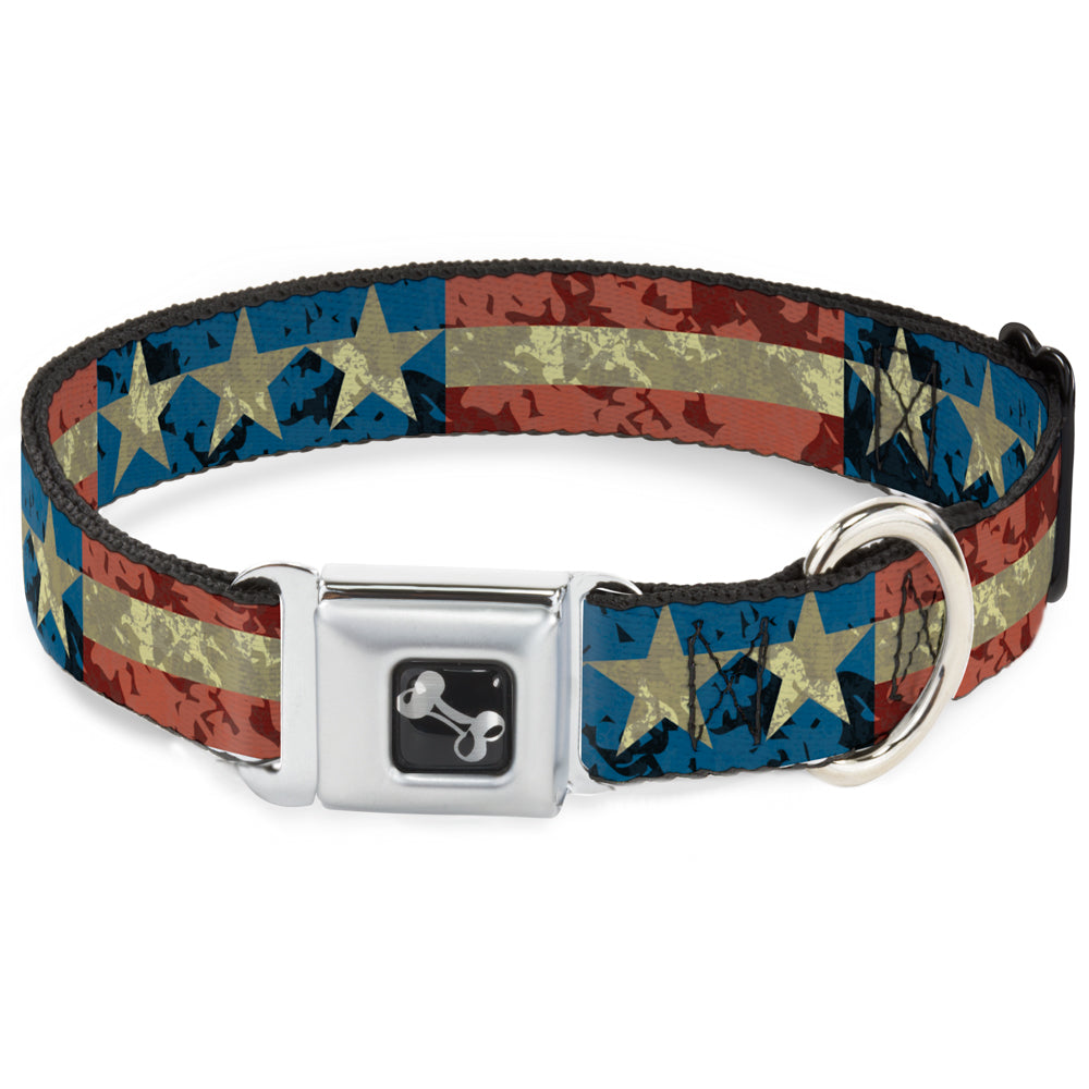 Dog Bone Seatbelt Buckle Collar - Americana Vintage Stars & Stripes Seatbelt Buckle Collars Buckle-Down