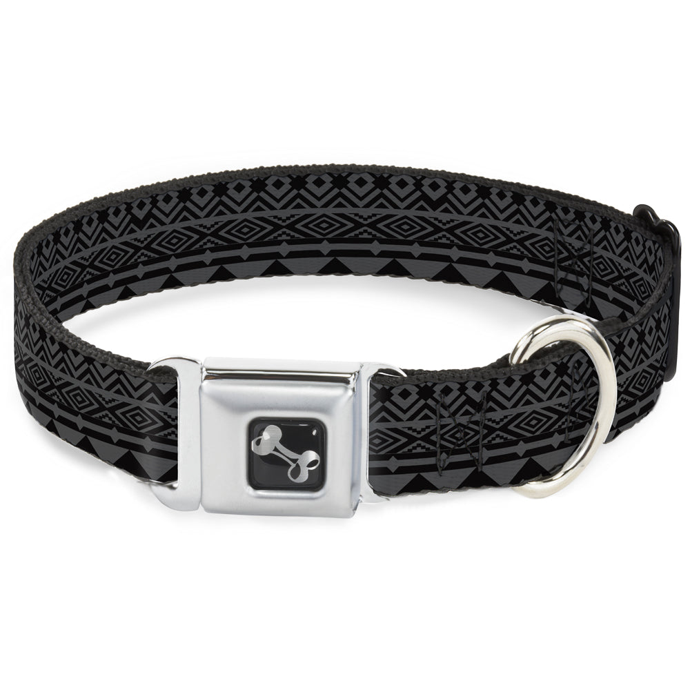 Dog Bone Seatbelt Buckle Collar - Aztec1 Gray/Black Seatbelt Buckle Collars Buckle-Down