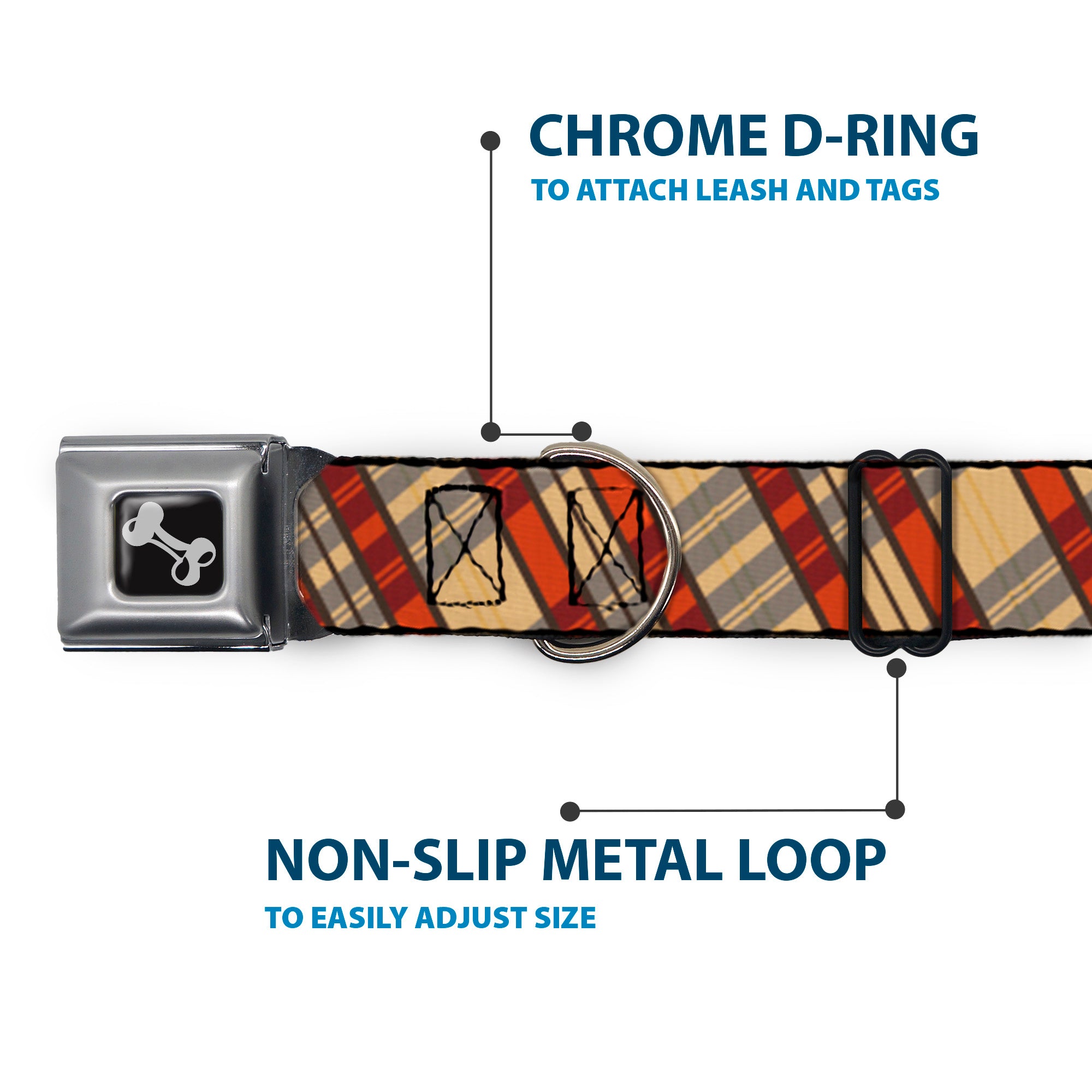 Dog Bone Seatbelt Buckle Collar - Americana Plaid X Seatbelt Buckle Collars Buckle-Down