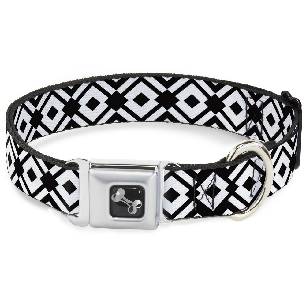 Dog Bone Seatbelt Buckle Collar - Aztec2 White/Black Seatbelt Buckle Collars Buckle-Down