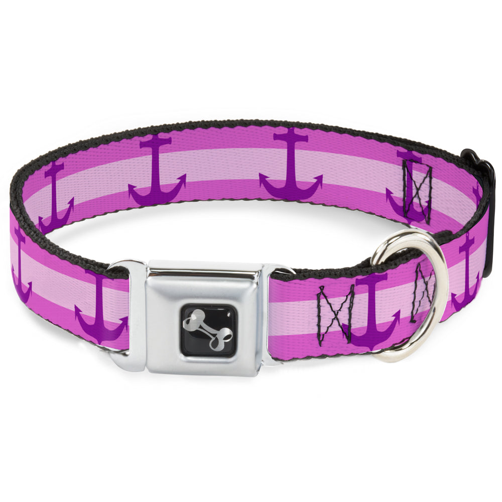 Dog Bone Seatbelt Buckle Collar - Anchor/Stripe Pinks/Purple Seatbelt Buckle Collars Buckle-Down
