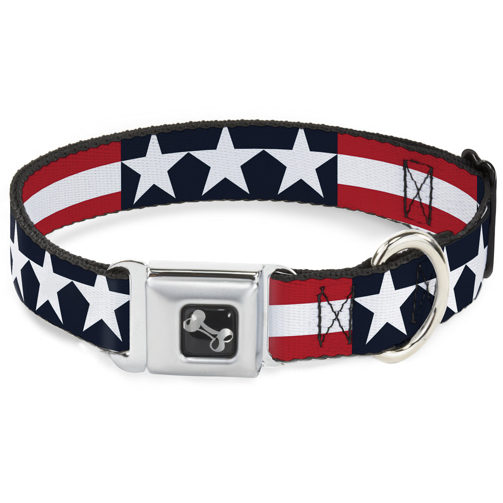 Dog Bone Seatbelt Buckle Collar - Americana Stars & Stripes Seatbelt Buckle Collars Buckle-Down