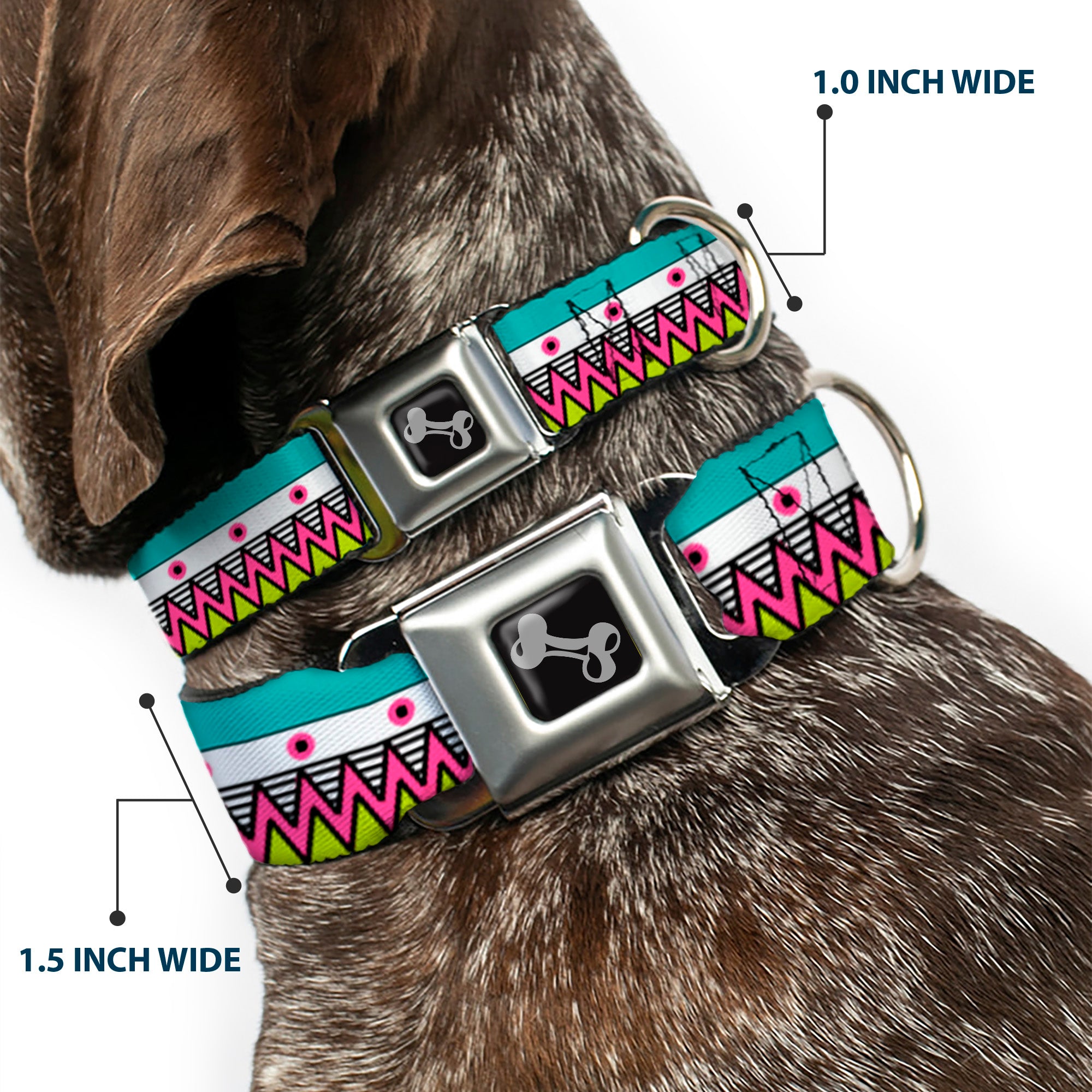 Dog Bone Seatbelt Buckle Collar - Aztec 14 Seafoam Green/White/Pink/Lime Green/Black Seatbelt Buckle Collars Buckle-Down