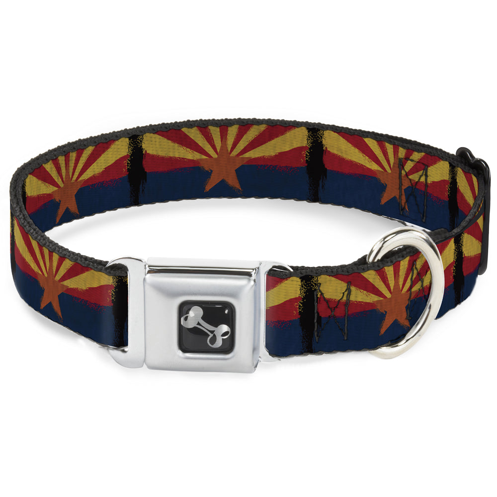 Dog Bone Seatbelt Buckle Collar - Arizona Flag Distressed Painting Seatbelt Buckle Collars Buckle-Down