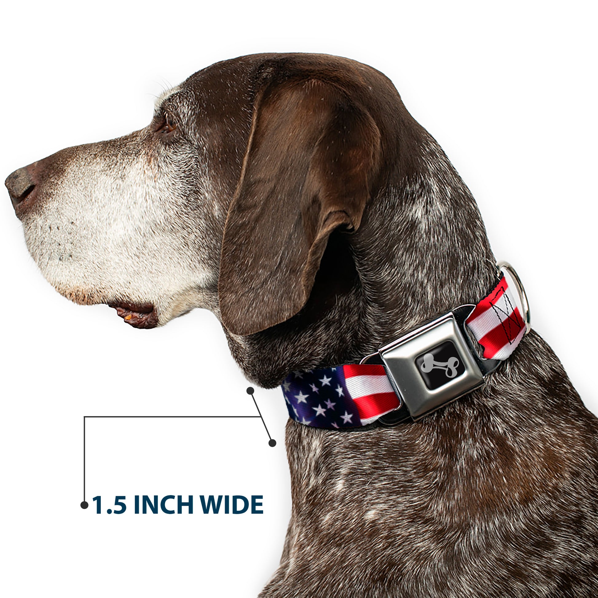 Dog Bone Seatbelt Buckle Collar - American Flag Vivid CLOSE-UP Seatbelt Buckle Collars Buckle-Down
