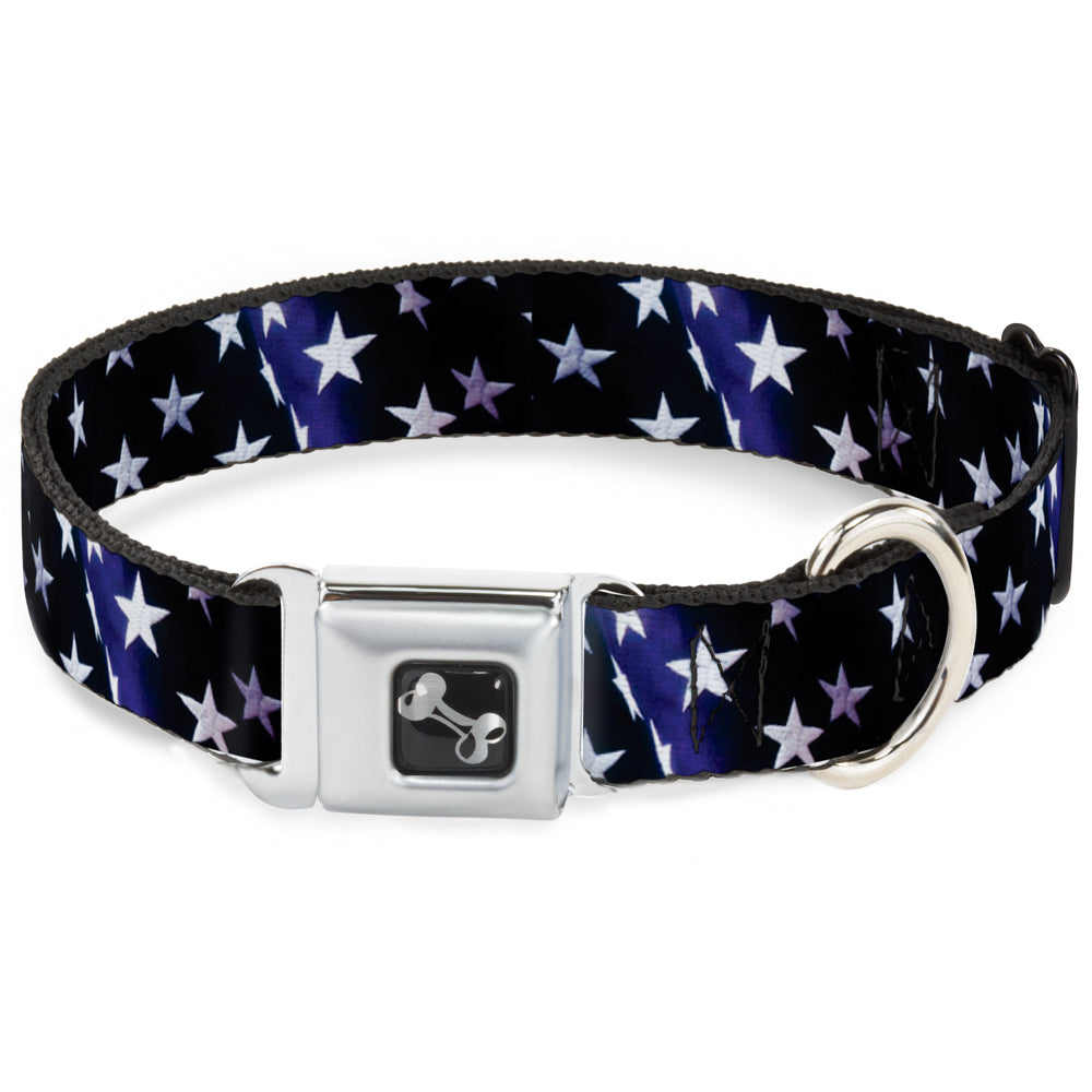 Dog Bone Seatbelt Buckle Collar - American Flag Vivid Stars Blue/White Seatbelt Buckle Collars Buckle-Down