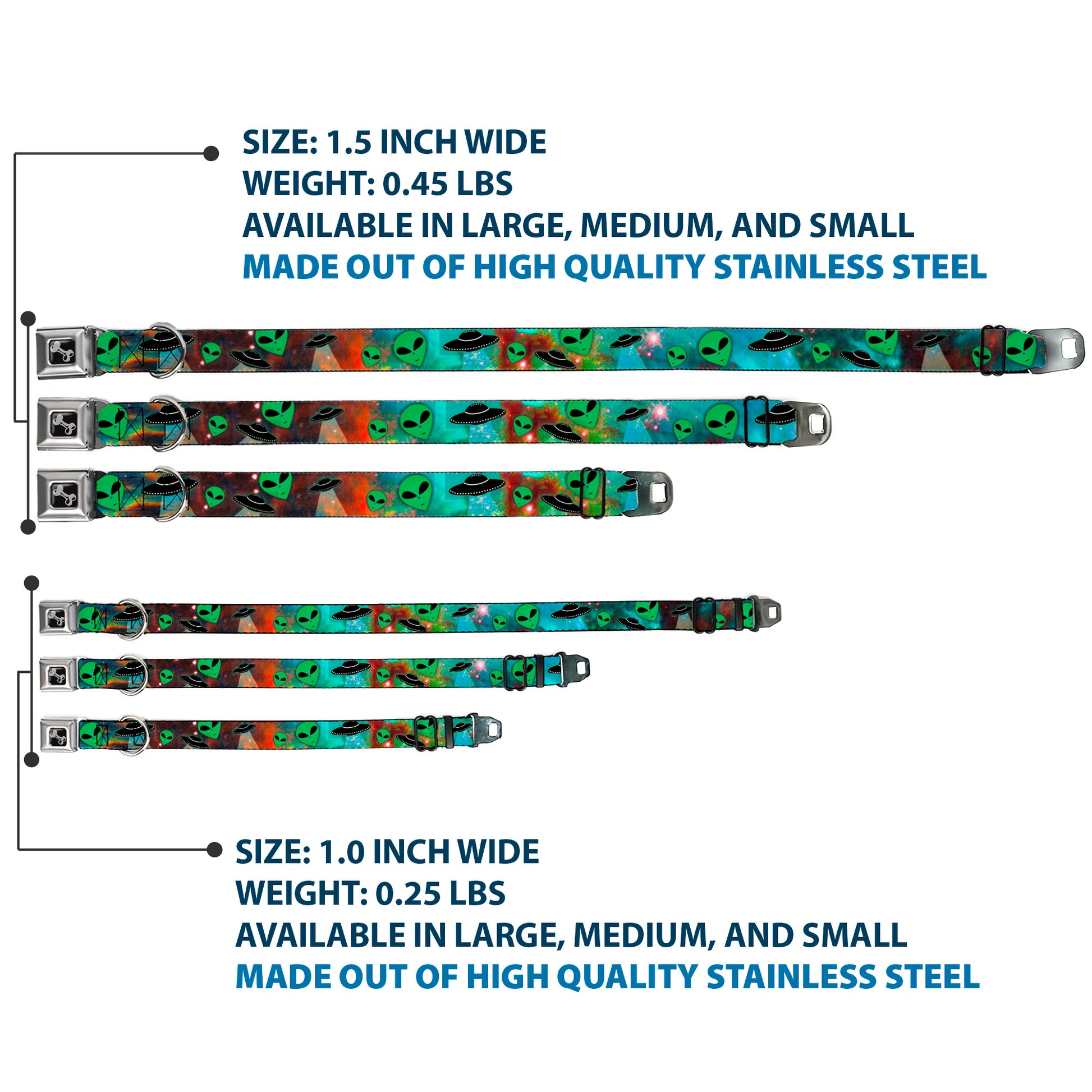 Dog Bone Seatbelt Buckle Collar - Aliens & UFO's Galaxy/Green/Black/White Seatbelt Buckle Collars Buckle-Down