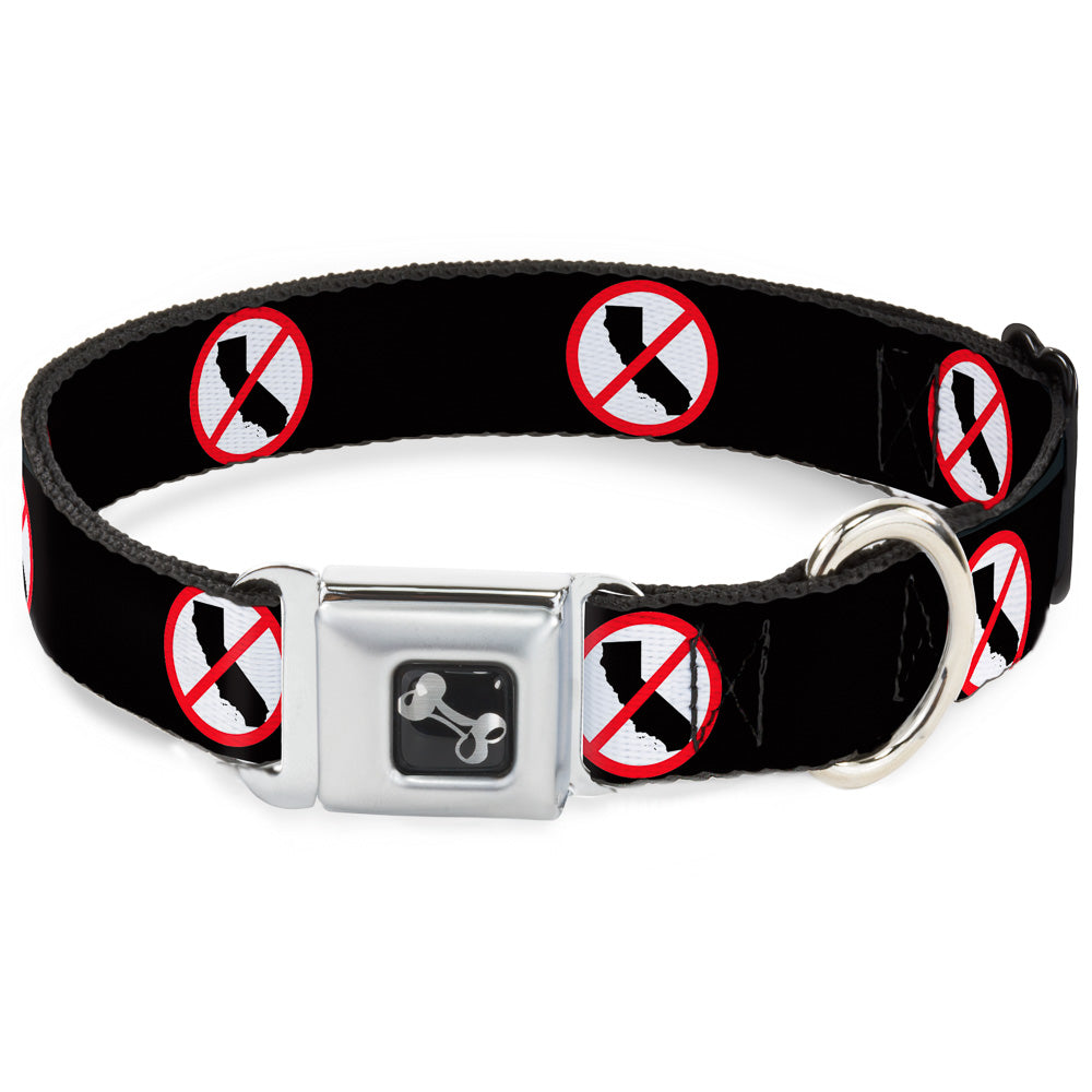 Dog Bone Seatbelt Buckle Collar - Anti-California Logo Black/Red/White Seatbelt Buckle Collars Buckle-Down