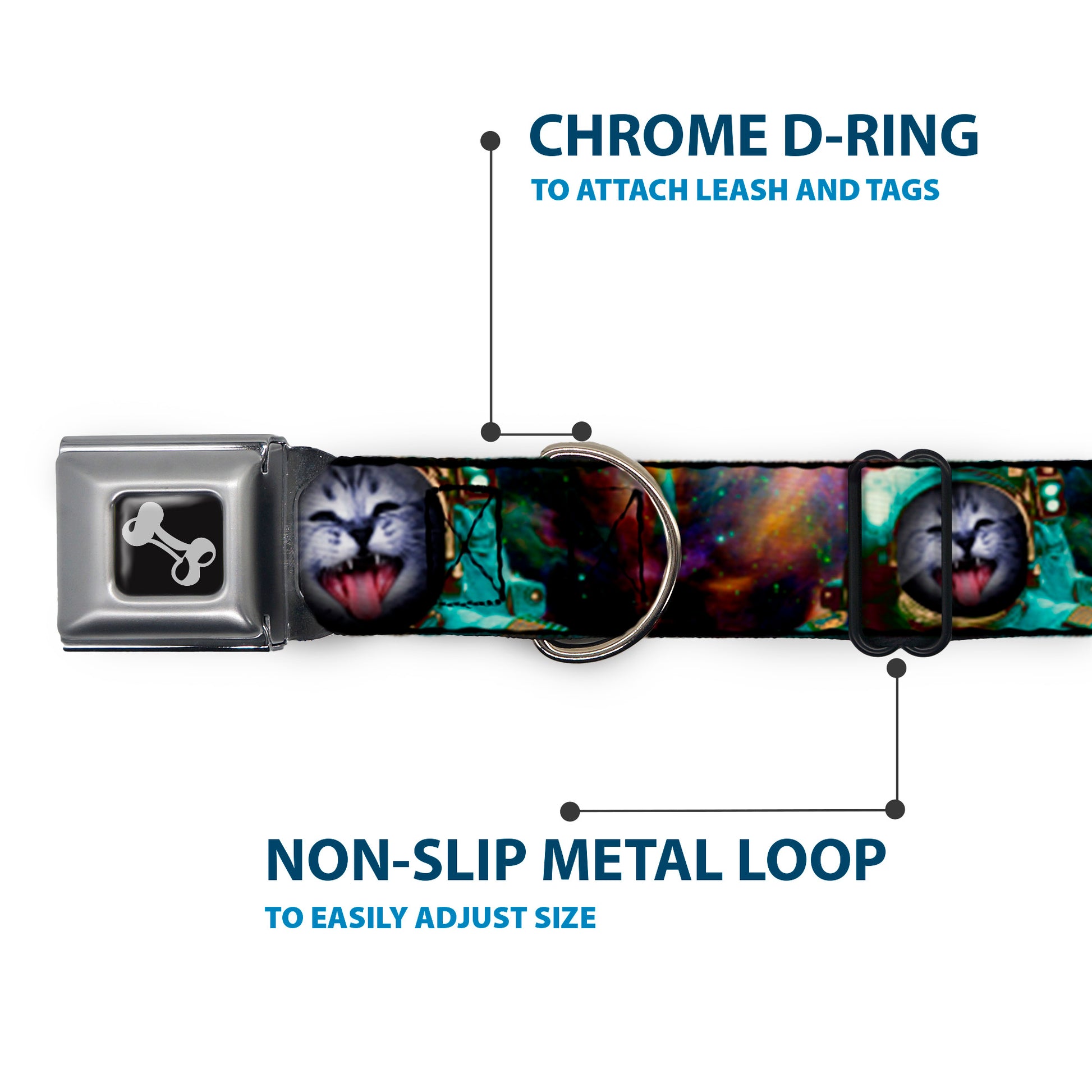 Dog Bone Seatbelt Buckle Collar - Astronaut Cat in Space Seatbelt Buckle Collars Buckle-Down