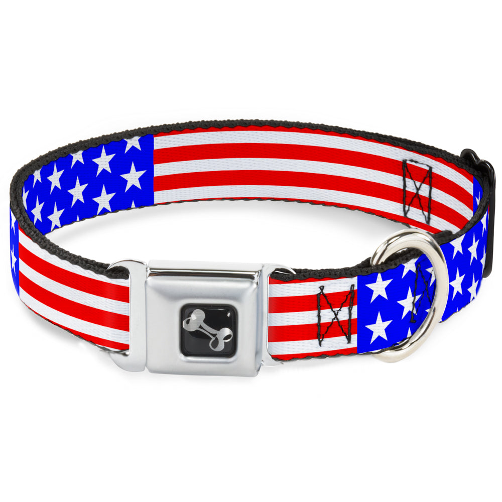 Dog Bone Seatbelt Buckle Collar - Americana Stars & Stripes2 Red/White/Blue Seatbelt Buckle Collars Buckle-Down