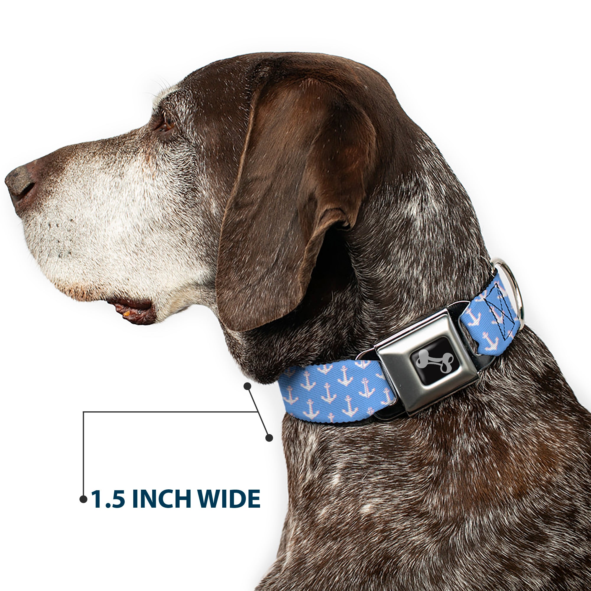 Dog Bone Seatbelt Buckle Collar - Anchor2 Monogram Baby Blue/Baby Pink/White Seatbelt Buckle Collars Buckle-Down