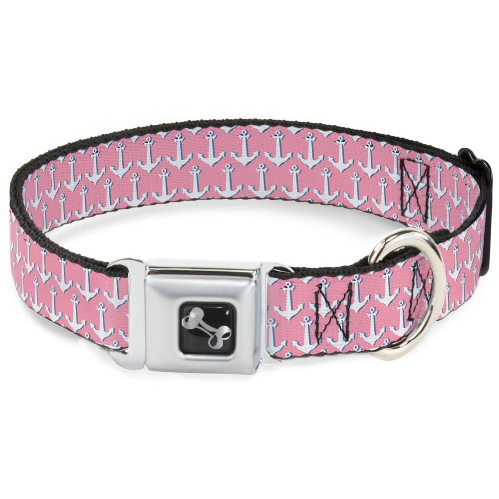 Dog Bone Seatbelt Buckle Collar - Anchor2 Monogram Baby Pink/Baby Blue/White Seatbelt Buckle Collars Buckle-Down